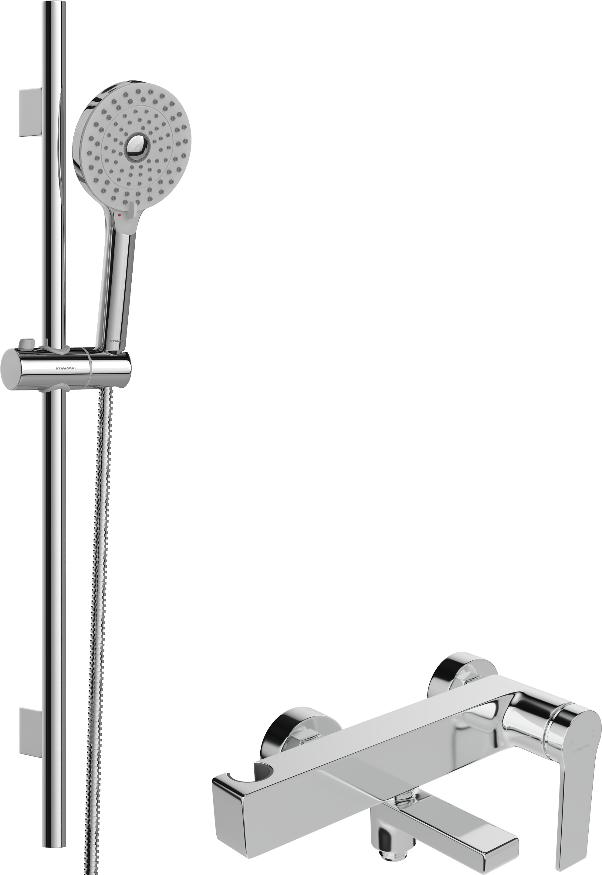 Смеситель для ванны с душем STWORKI Нарвик HDA4223Y с душевым гарнитуром STWORKI Хельсинки S178014-2B02-3