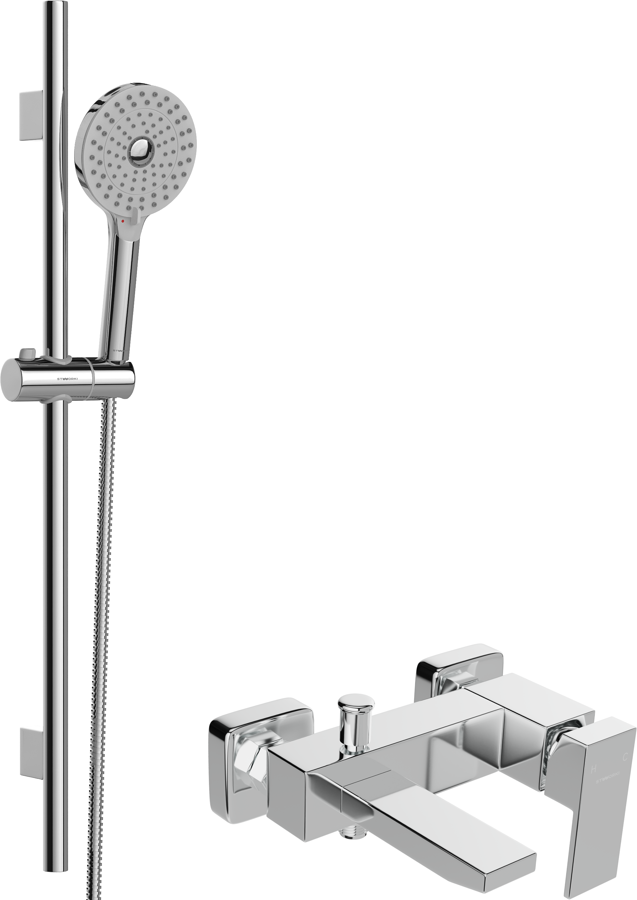 Смеситель для ванны с душем STWORKI Флом HDA4603Y с душевым гарнитуром STWORKI Хельсинки S178014-2B02-3