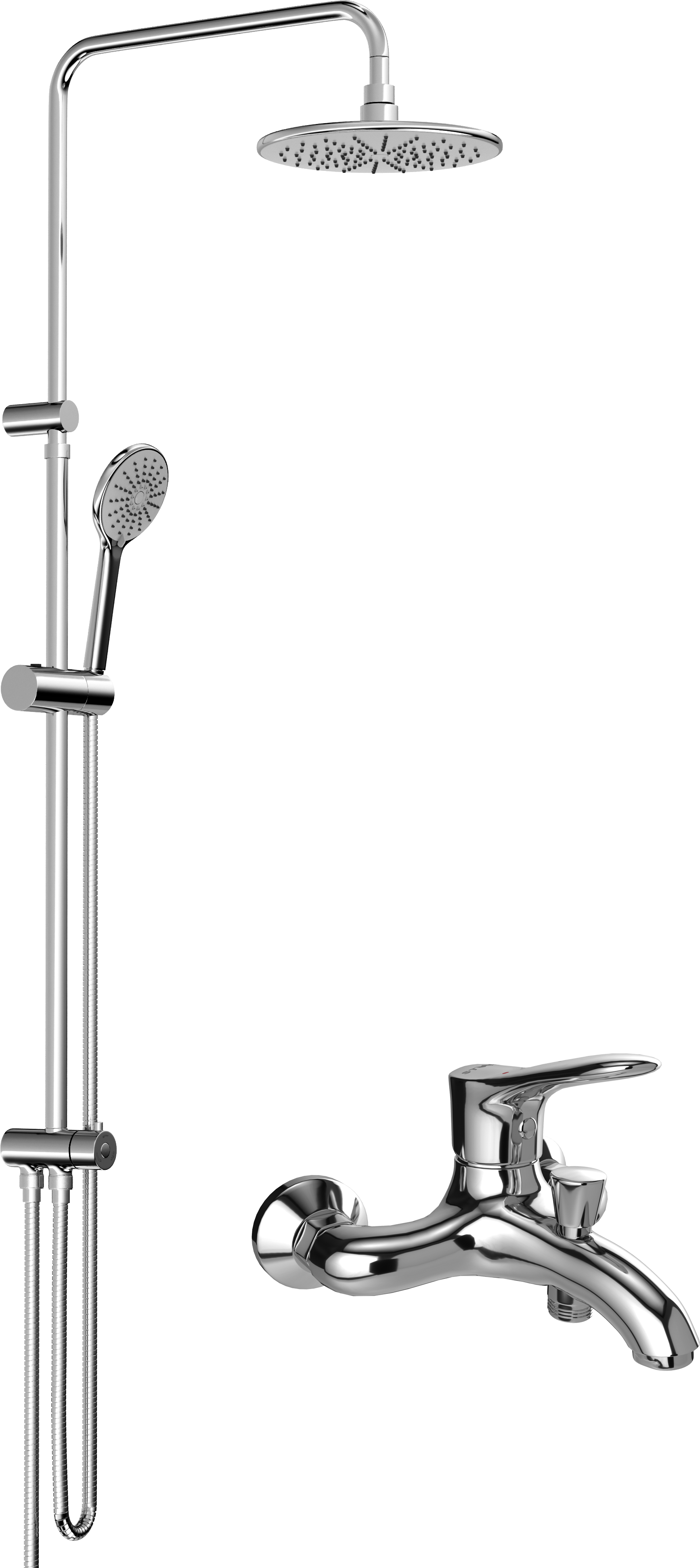 Душевой комплект STWORKI Эстерсунд Душевая стойка 36313-014/1B-FLC1 +, Смеситель для ванны с душем STWORKI Мальмё 35128-147/1BG-IG11