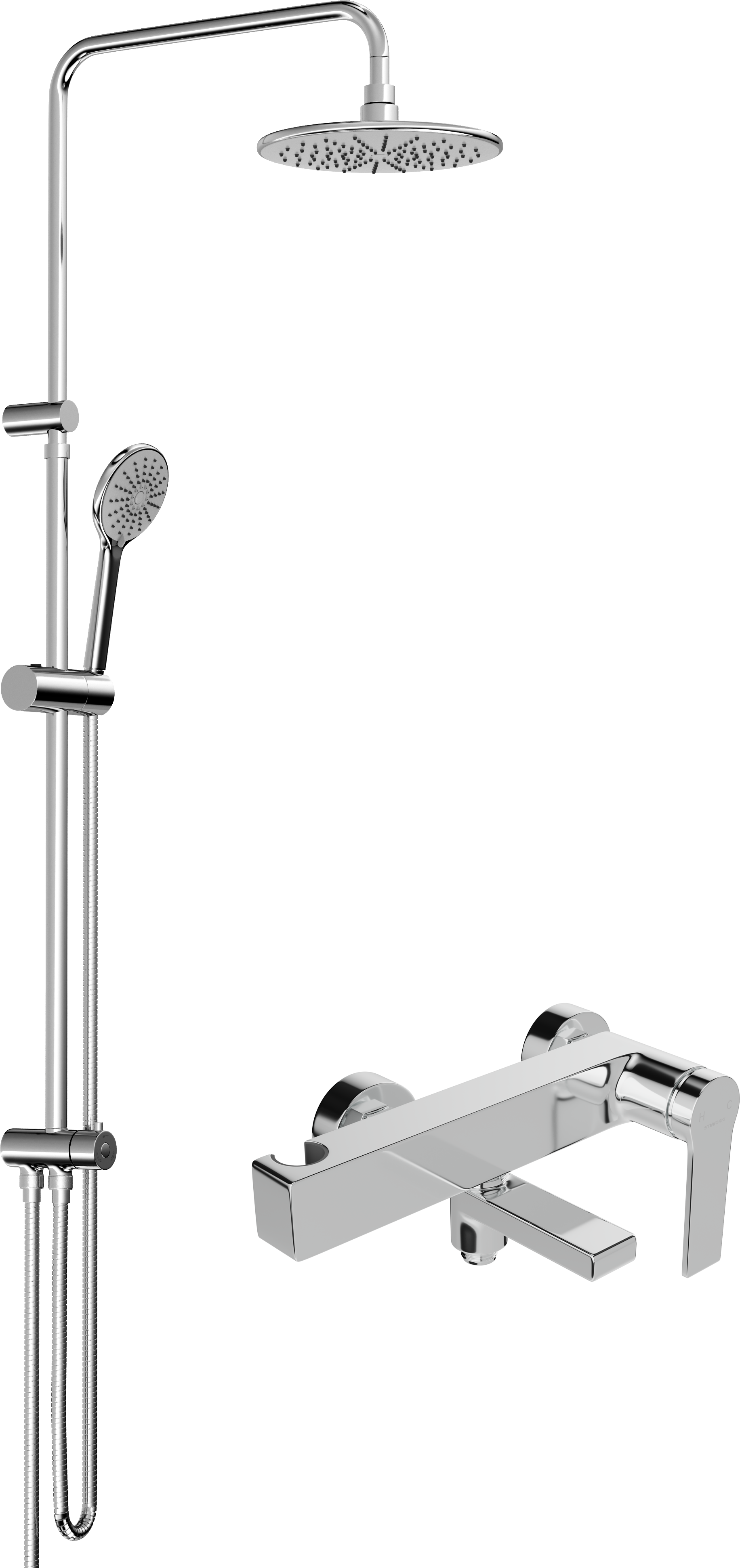 Душевой комплект STWORKI Эстерсунд Душевая стойка 36313-014/1B-FLC1 + Смеситель для ванны с душем STWORKI Нарвик HDA4223Y
