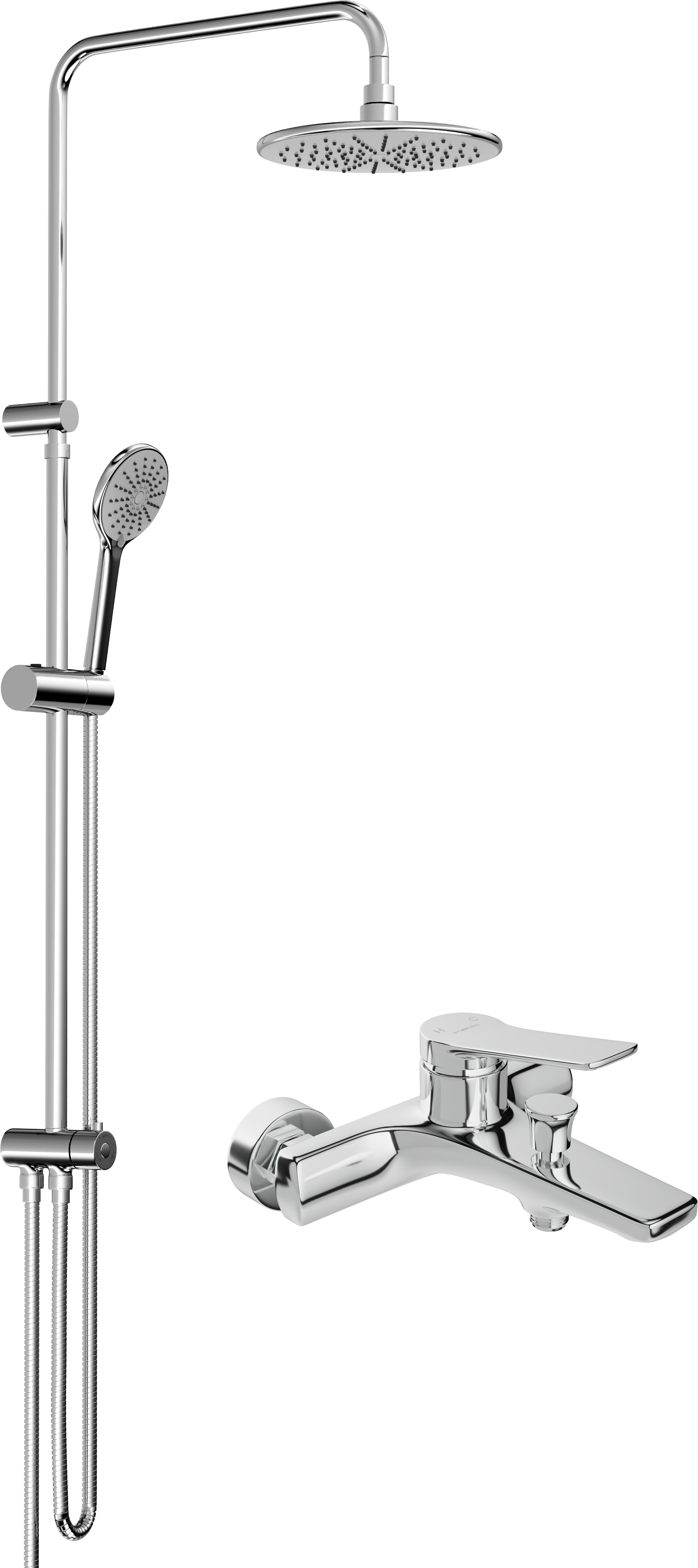 Душевой комплект STWORKI Эстерсунд Душевая стойка 36313-014/1B-FLC1, + Смеситель для ванны с душем STWORKI Хальмстад HDA5703Y