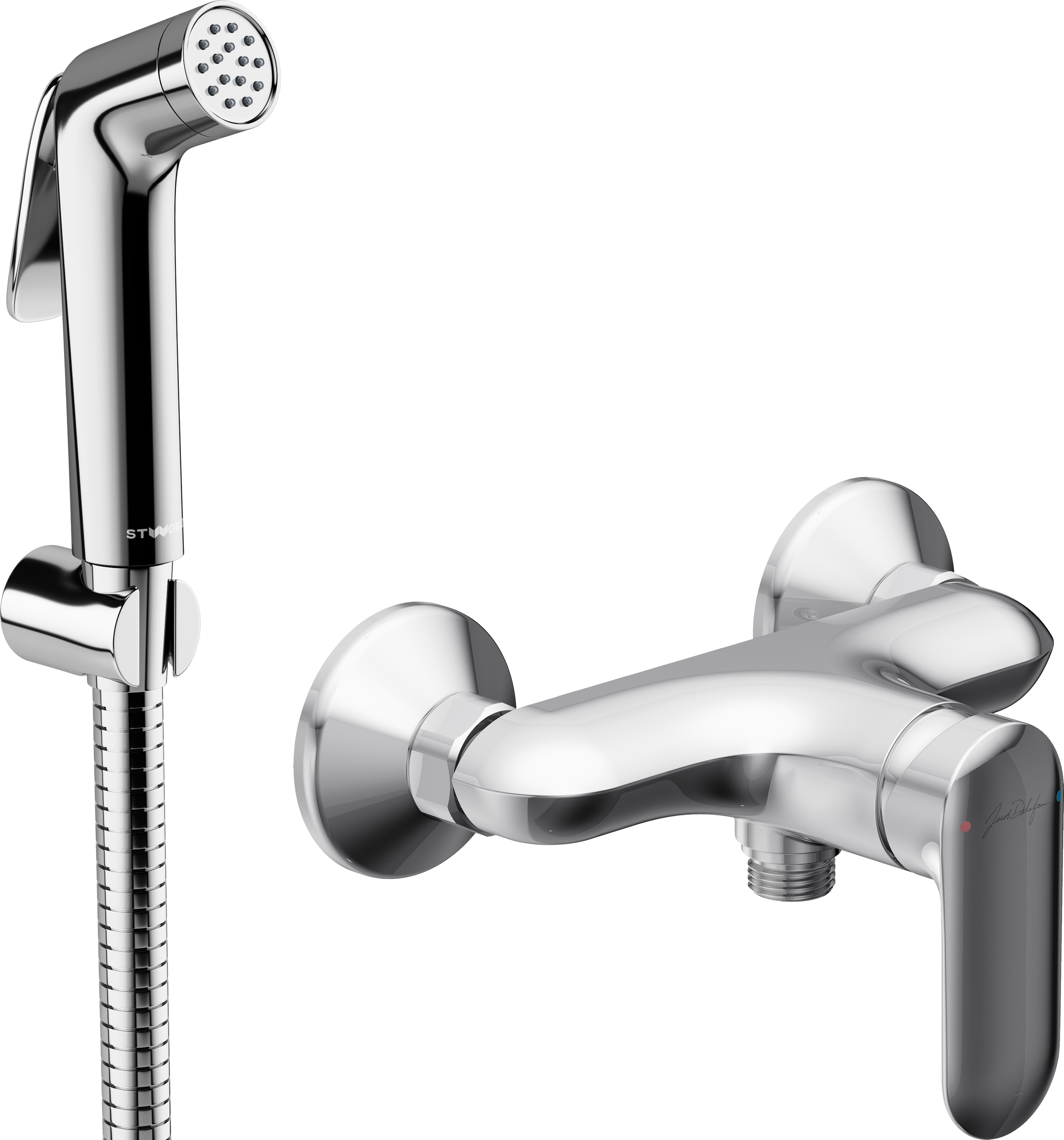 Комплект STWORKI Гигиенический душ STWORKI Ларвик S186011-2B01-I012 + Смеситель для душа Jacob Delafon Kumin E99463-CP
