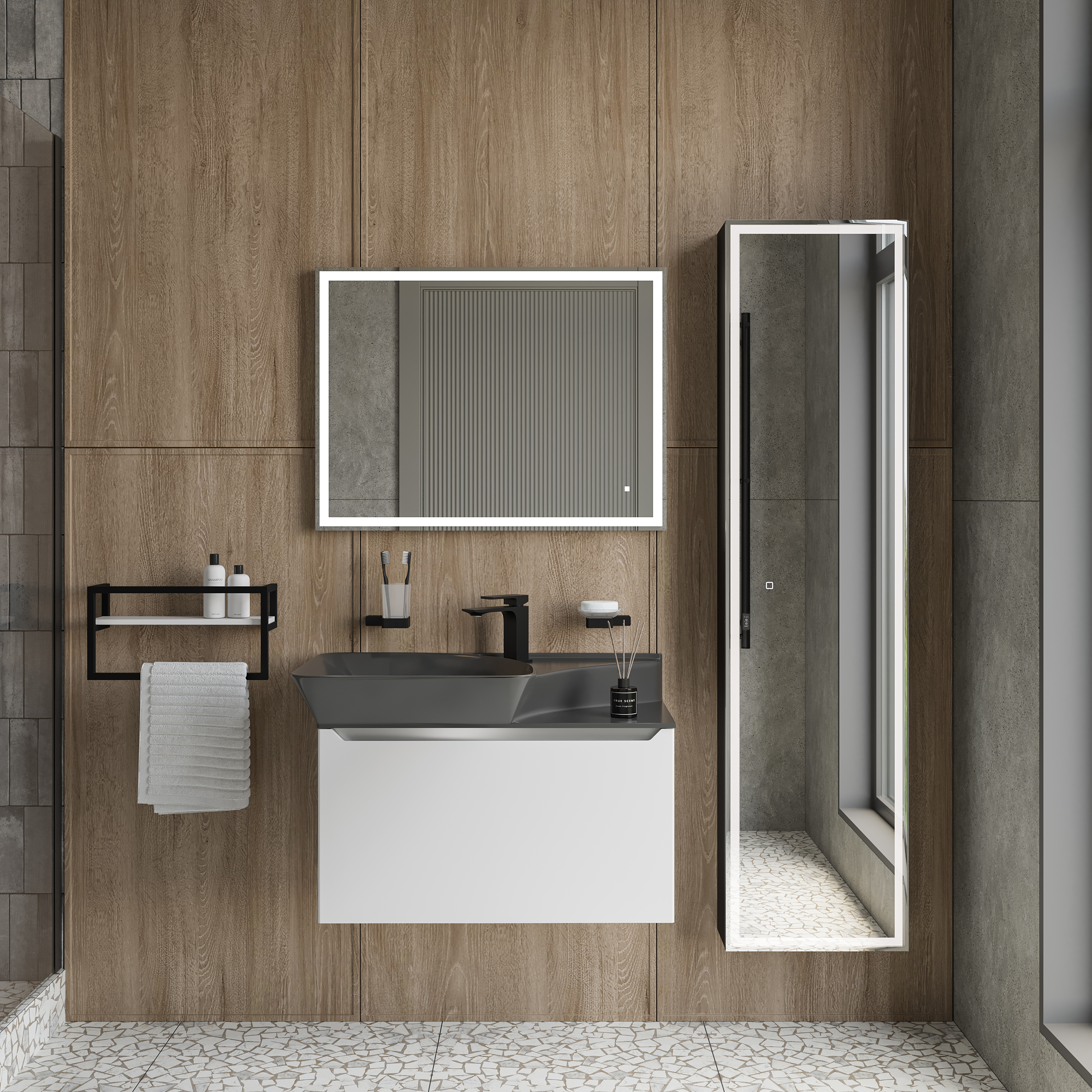 Мебель для ванной комнаты STWORKI Ши 80, антрацит