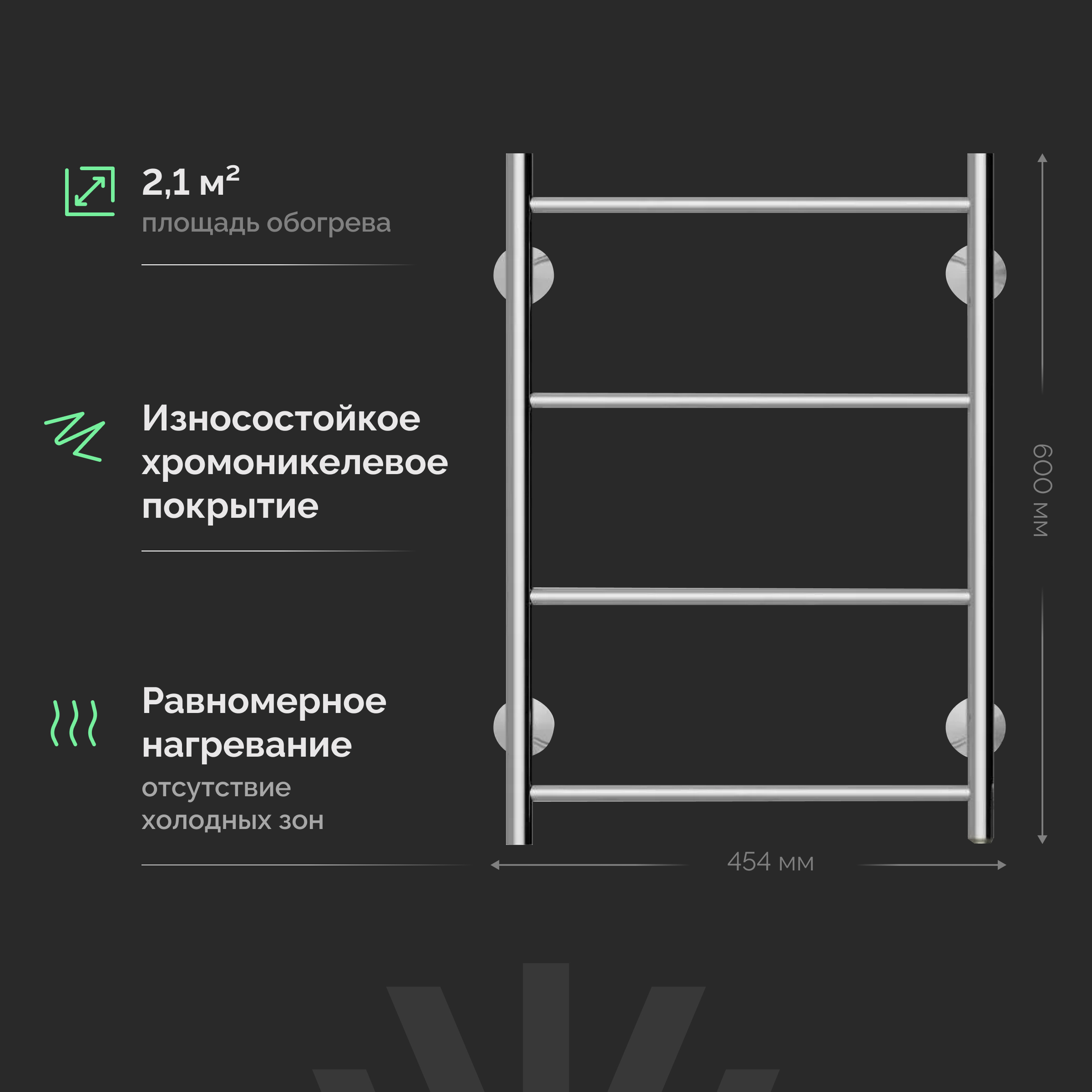 Полотенцесушитель электрический EWRIKA Сафо Eco R, 60х40, с кнопкой, хром купить в Тамбове