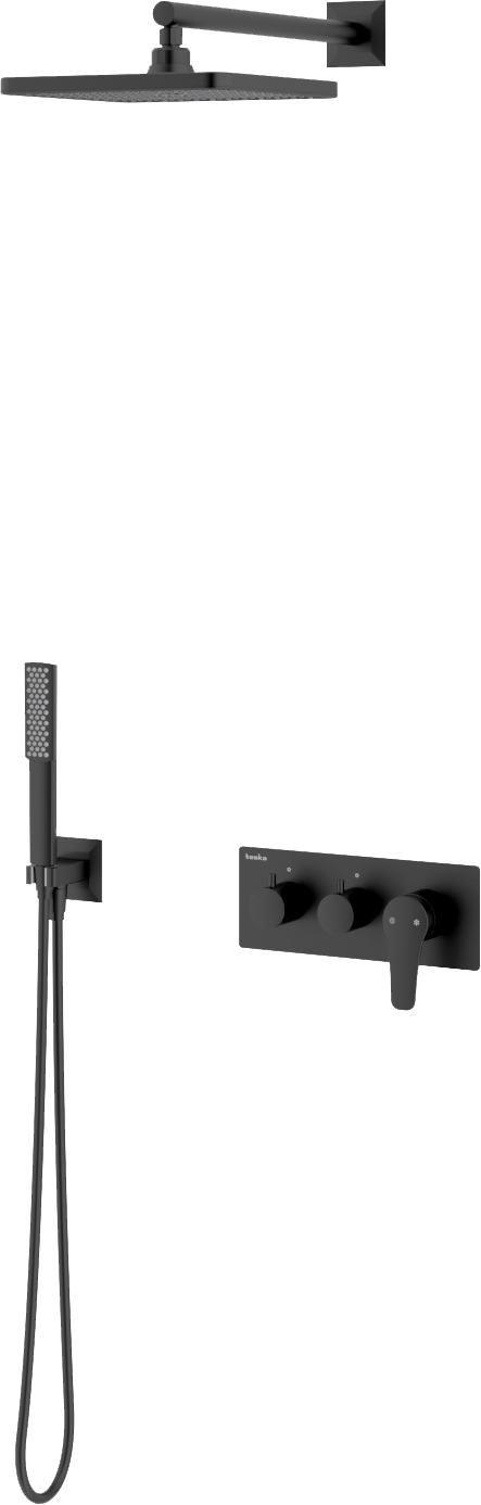 Душевой комплект Teska Euro X EX3780 С ВНУТРЕННЕЙ ЧАСТЬЮ, черный матовый