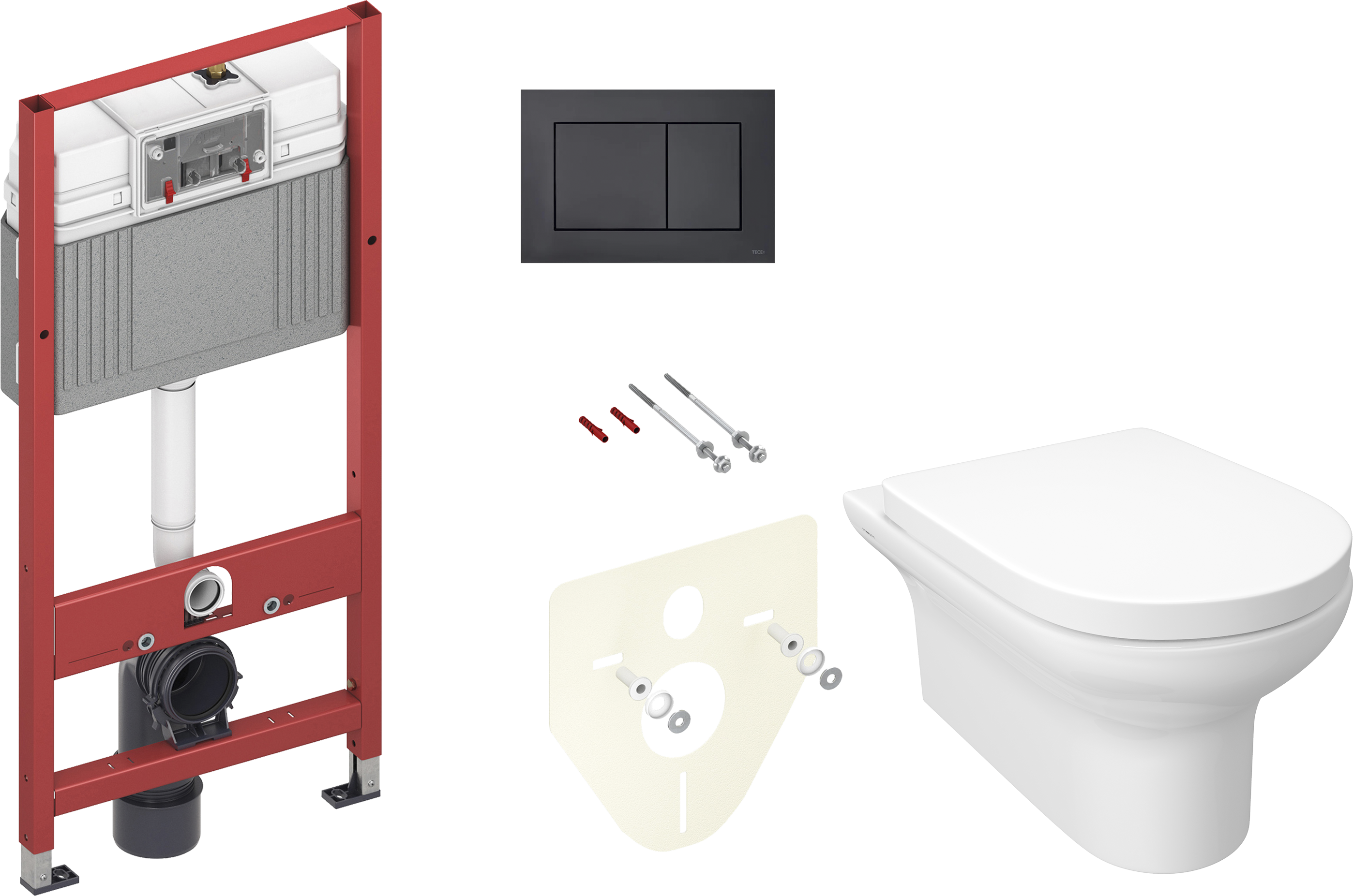 Комплект Унитаз подвесной STWORKI Хаммель HDC520WH с микролифтом + Инсталляция TECE Now 9400414 4 в 1 с кнопкой смыва