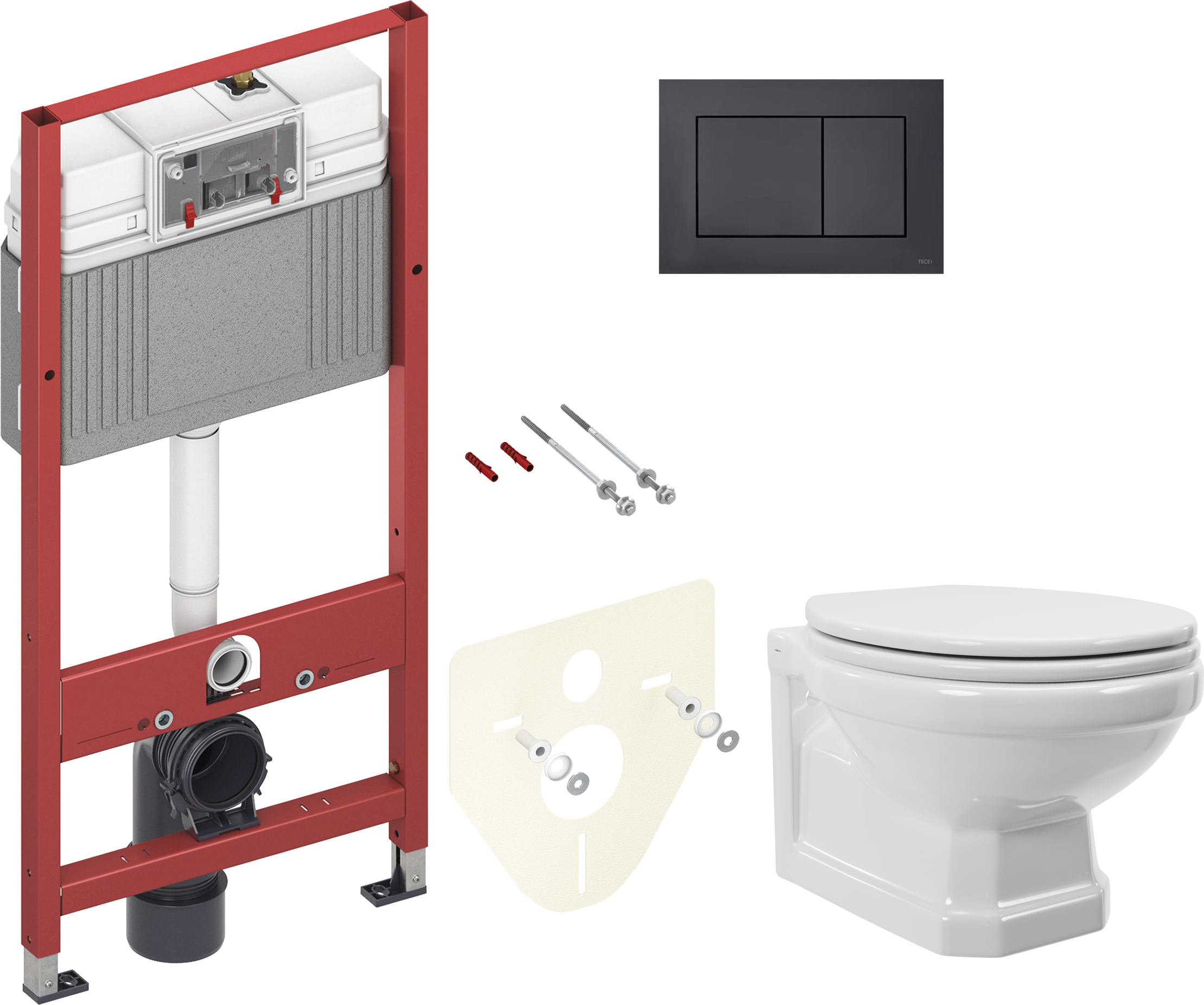 Комплект Унитаз подвесной STWORKI Драммен HDC609WH с микролифтом + Инсталляция TECE Now 9400414 4 в 1 с кнопкой смыва