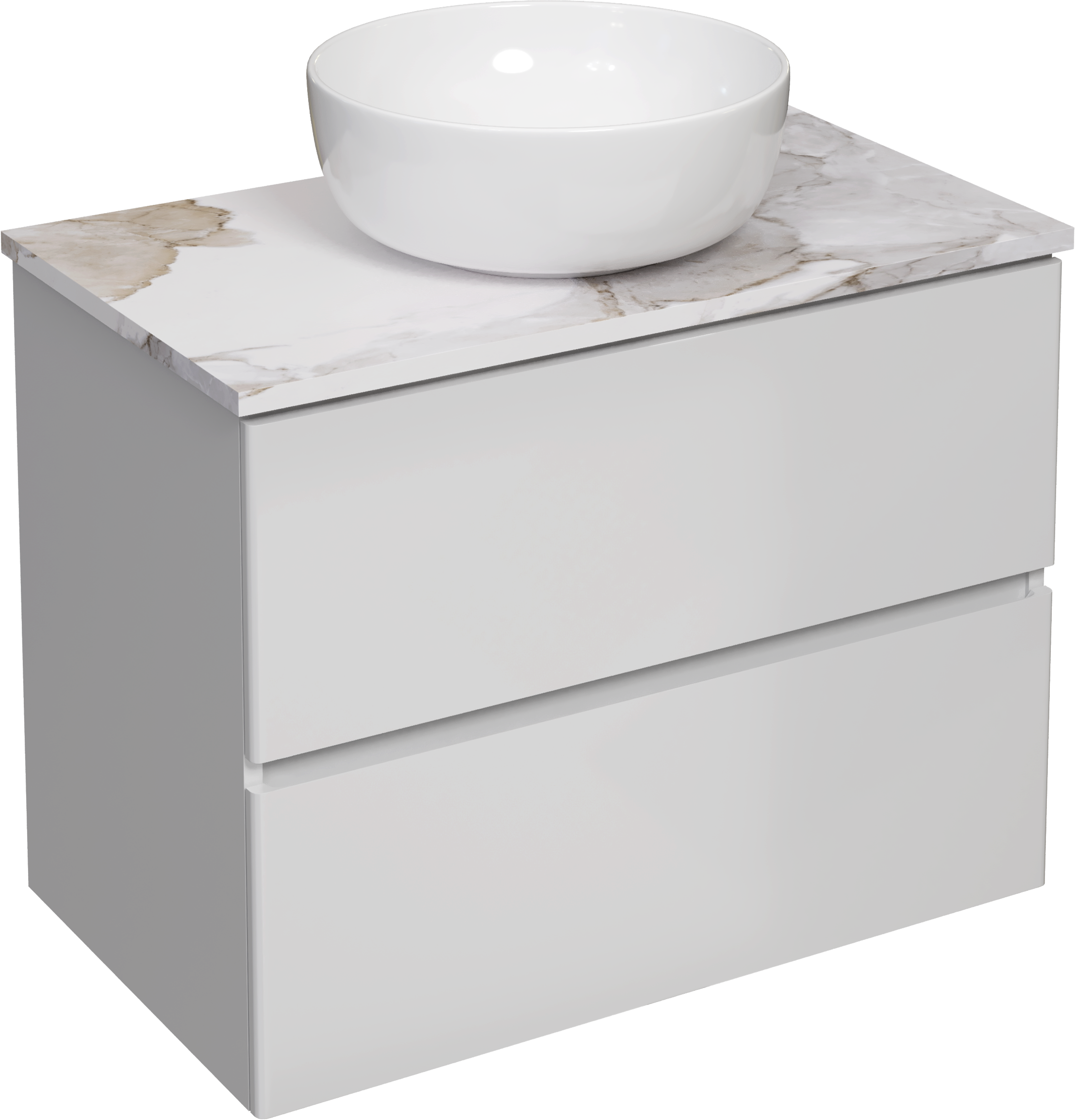 Тумба с раковиной STWORKI Колдинг 80 белая, с раковиной Moduo 40 RING, столешница белая сатиновая
