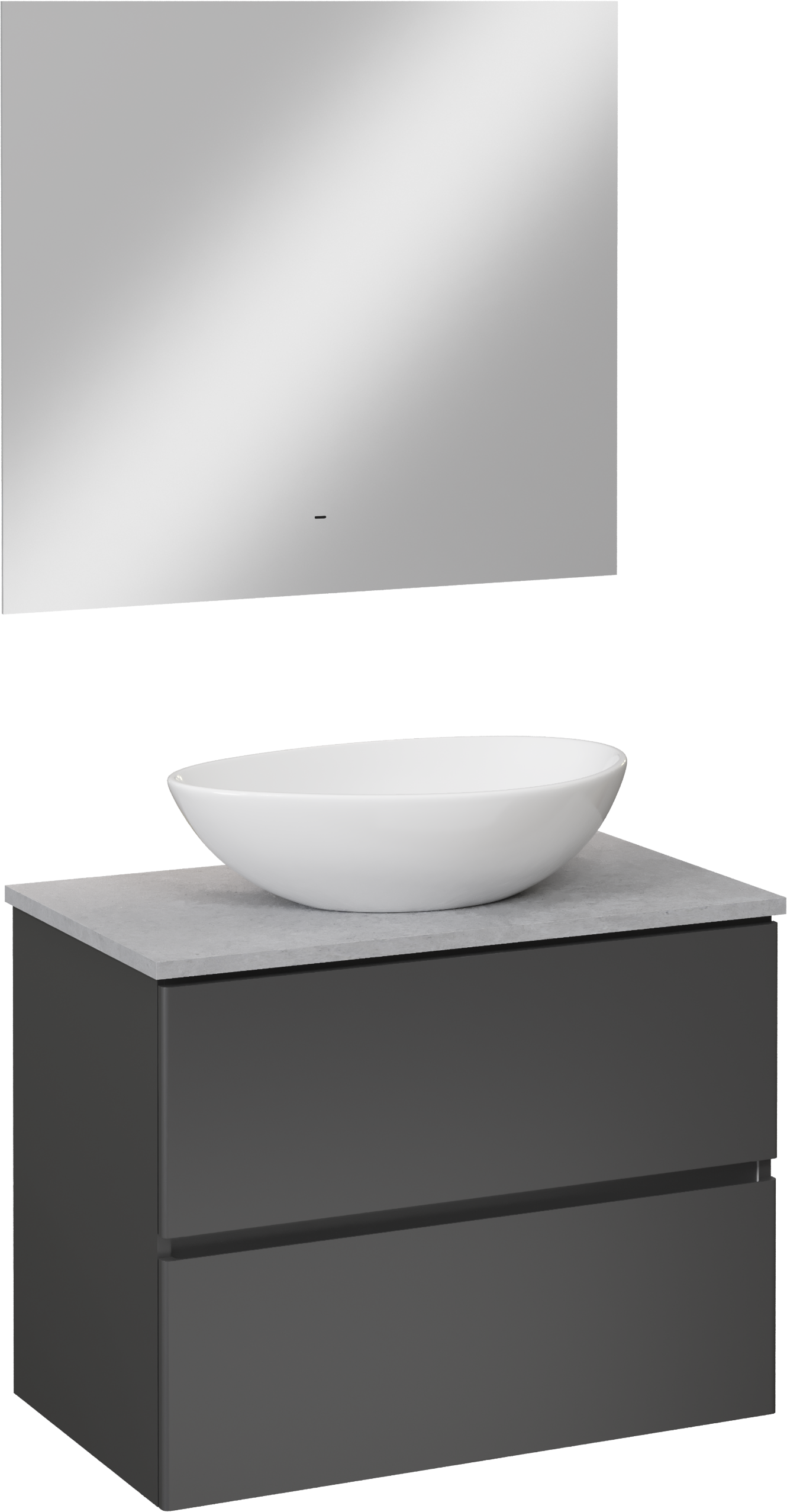 Мебель для ванной комнаты STWORKI Колдинг 80 антрацит, с раковиной Moduo 55 Leaf, столешница серая матовая