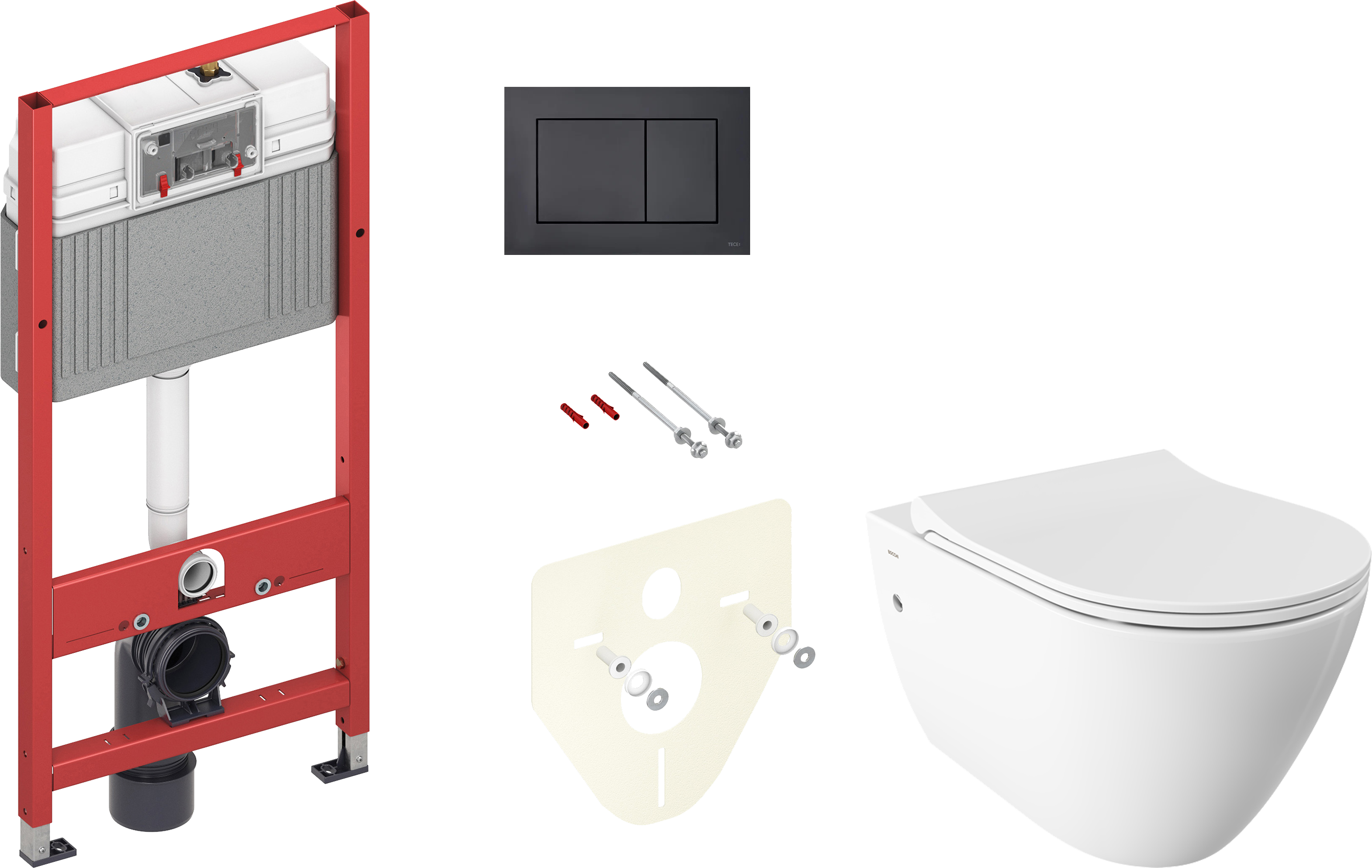 Комплект Унитаз подвесной BOCCHI Venezia 1295-001-0129 белый + Крышка A0336-001 с микролифтом, глянцевая белая + Инсталляция TECE Now 9400414 4 в 1 с кнопкой смыва