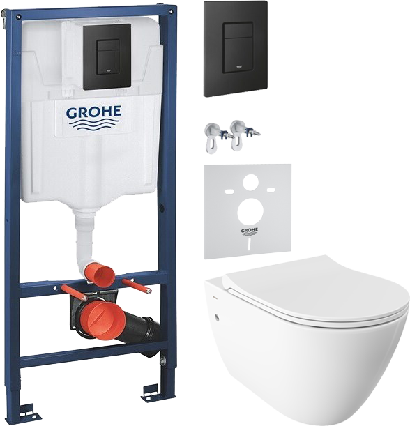 Комплект Унитаз подвесной BOCCHI Venezia 1295-001-0129 белый + Крышка A0336-001 с микролифтом, глянцевая белая + Звукоизоляция Grohe 37131000 + Инсталляция Solido 38811KF0 3 в 1 с кнопкой смыва