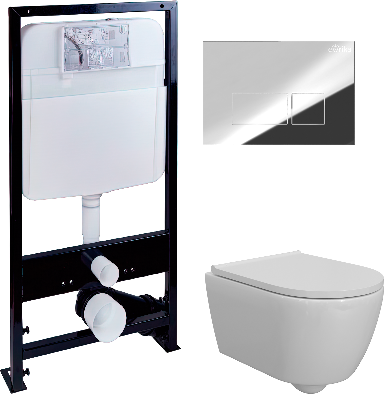 Комплект 3 в 1 Унитаз подвесной DIWO Коломна 0700 + Инсталляция EWRIKA ProLT 0026-2020 + Кнопка 0041 цвет хром