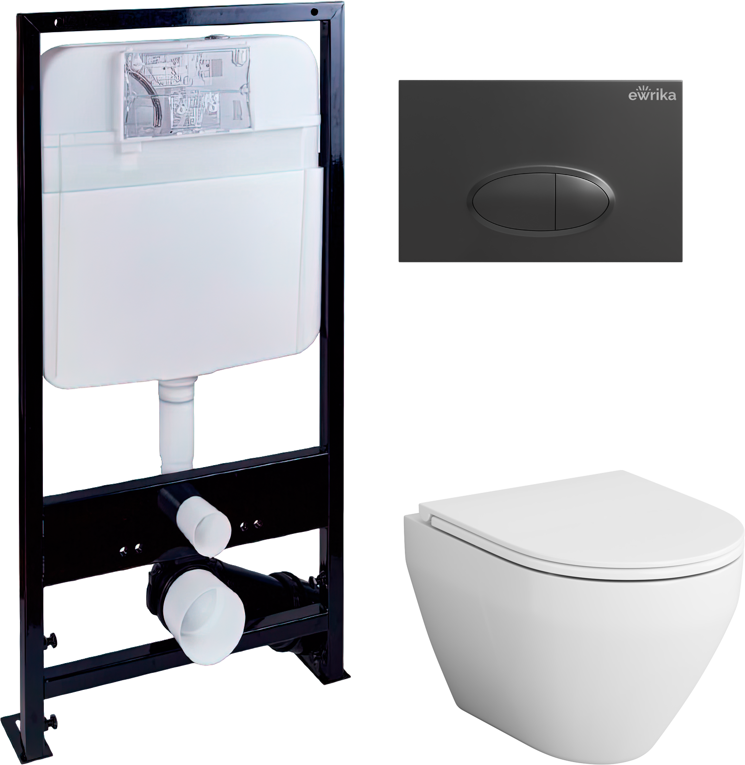 Комплект 3 в 1 Унитаз подвесной AM.PM Spirit V2.0 + Инсталляция EWRIKA ProLT 0026-2020 + Кнопка 0054 цвет матовый черный