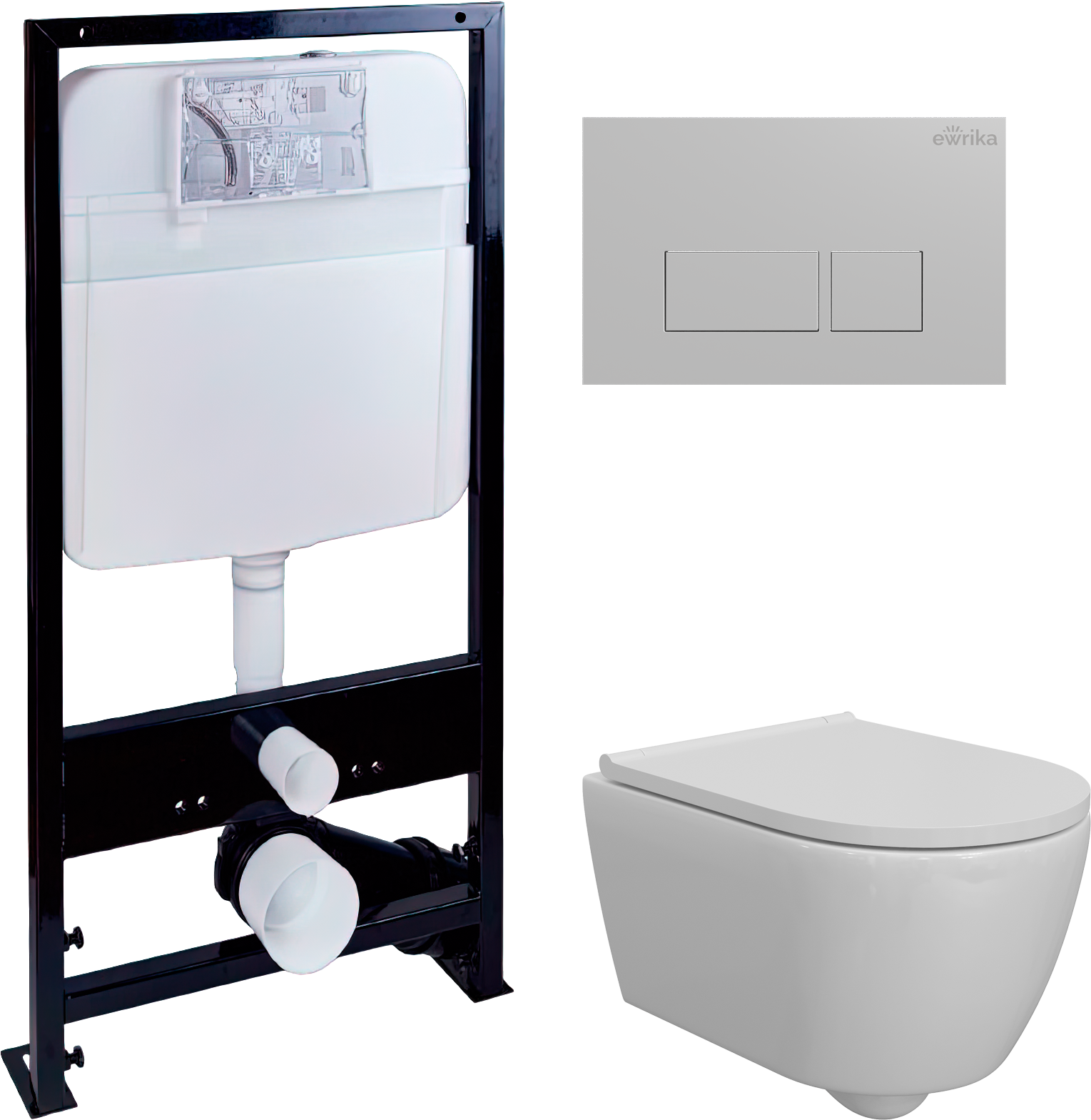 Комплект 3 в 1 Унитаз подвесной DIWO Коломна 0700 + Инсталляция EWRIKA ProLT 0026-2020 + Кнопка 0040 цвет матовый хром