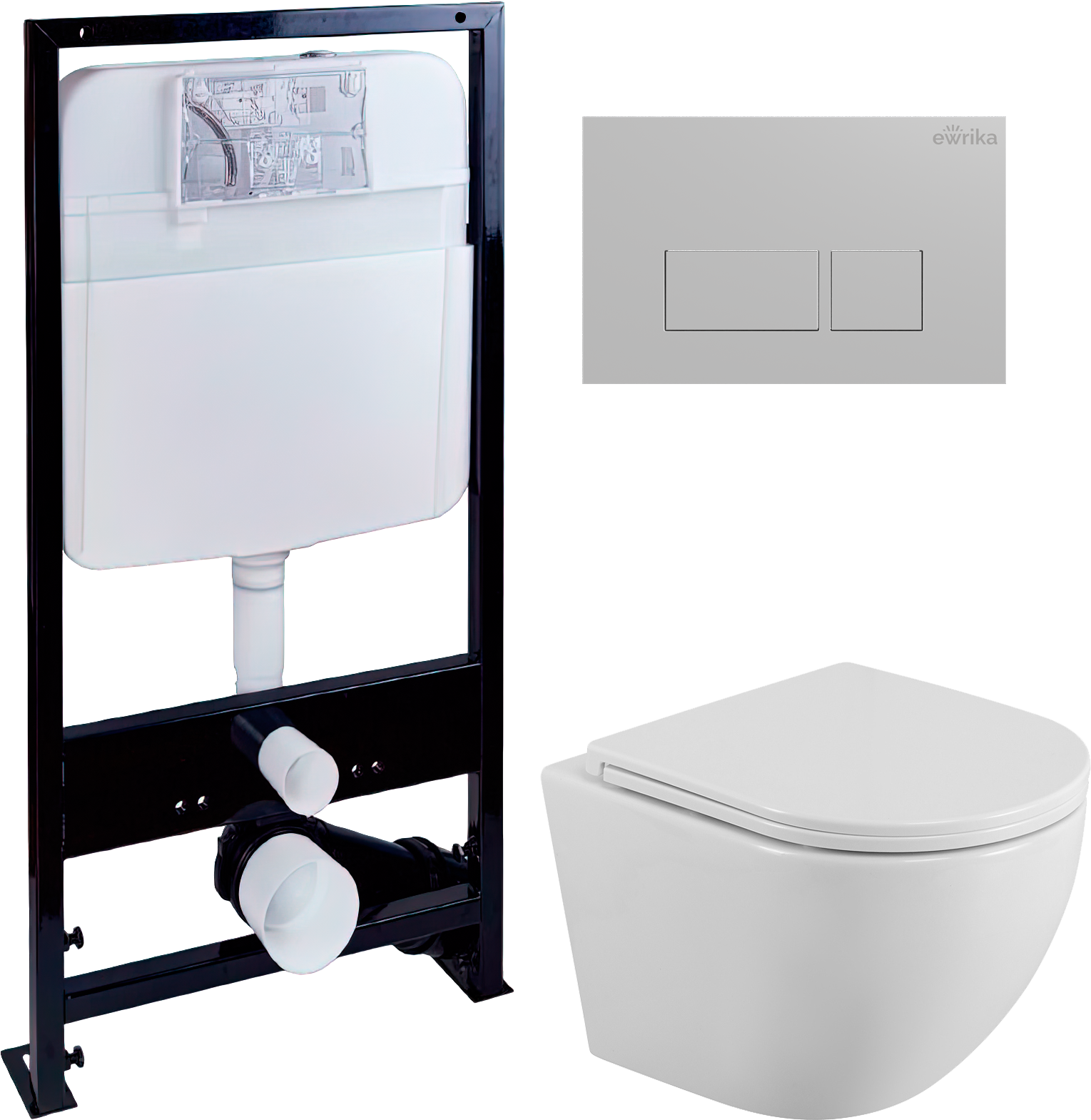 Комплект 3 в 1 Унитаз подвесной BelBagno Uno + Инсталляция EWRIKA ProLT 0026-2020 + Кнопка 0040 цвет матовый хром