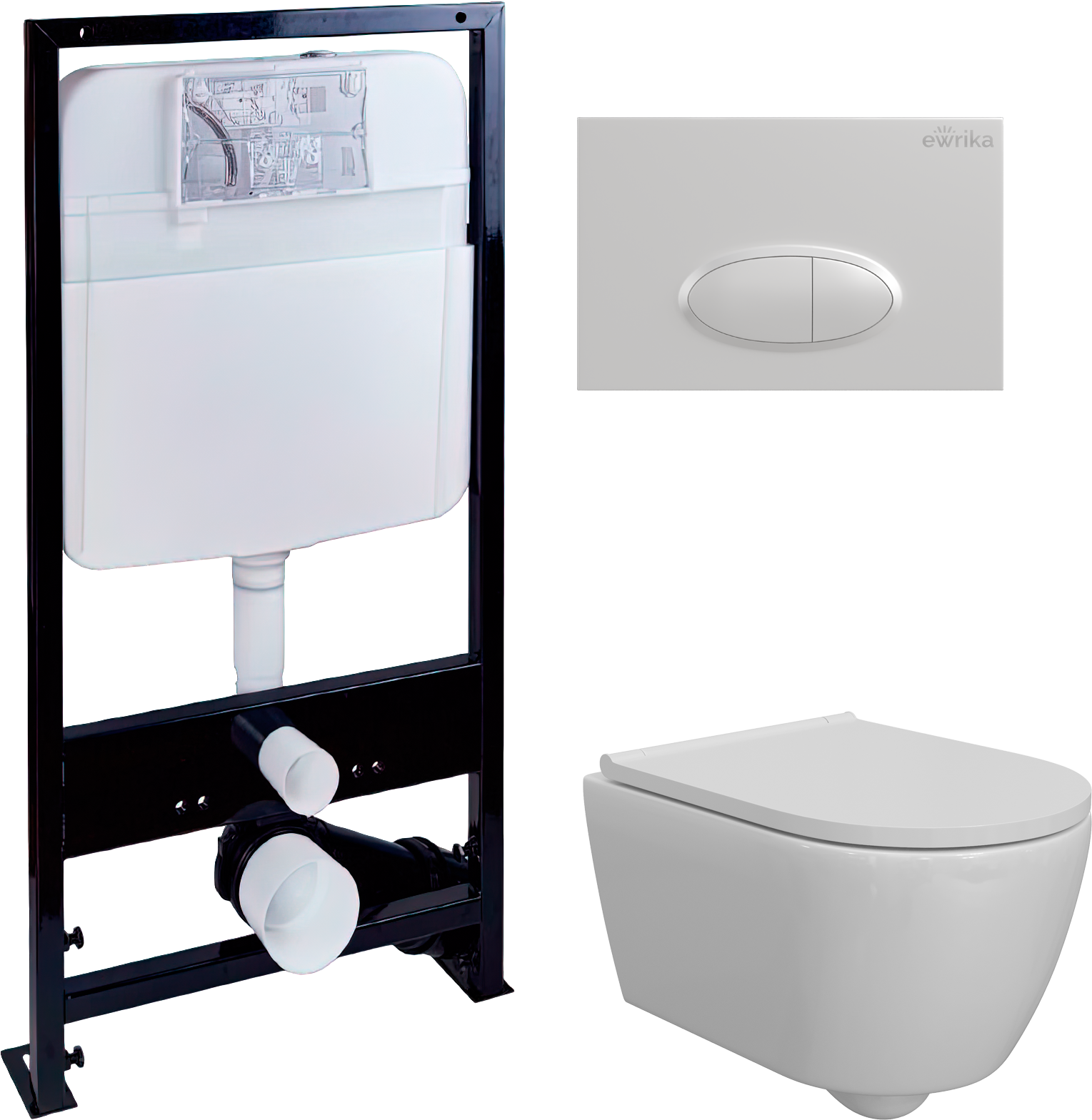 Комплект 3 в 1 Унитаз подвесной DIWO Коломна 0700 + Инсталляция EWRIKA ProLT 0026-2020 + Кнопка 0052 цвет белый