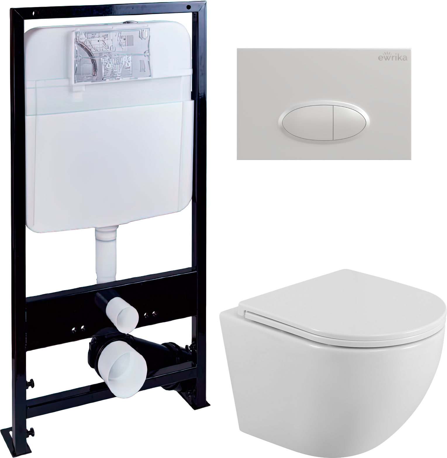 Комплект 3 в 1 Унитаз подвесной BelBagno Uno + Инсталляция EWRIKA ProLT 0026-2020 + Кнопка 0052 цвет белый