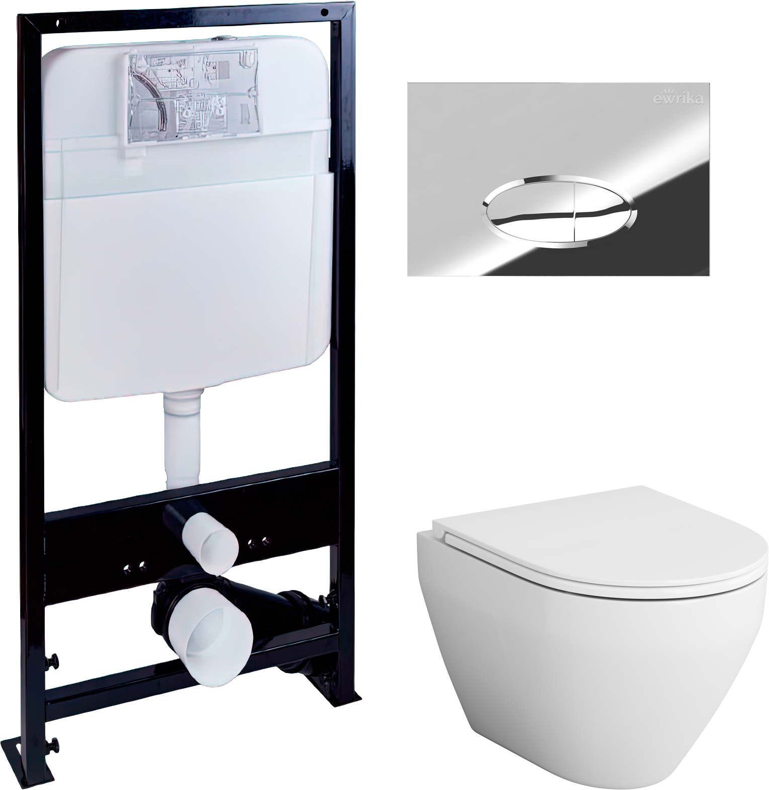 Комплект 3 в 1 Унитаз подвесной AM.PM Spirit V2.0 + Инсталляция EWRIKA ProLT 0026-2020 + Кнопка 0051 цвет хром