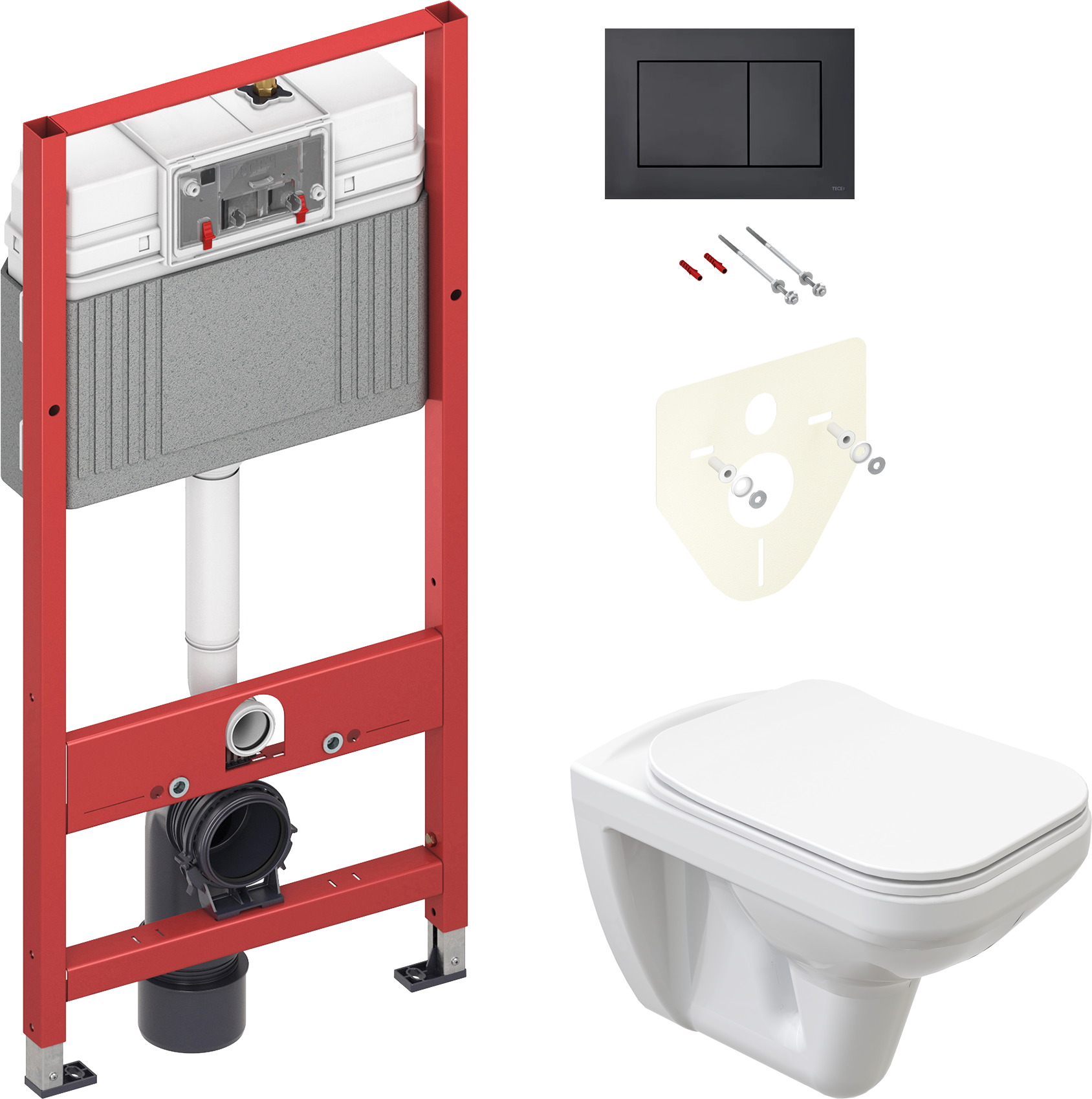 Комплект 2 в 1 Унитаз подвесной STWORKI Дублин SETK3504-0605-001-1-6000 + Инсталляция с кнопкой TECE Now 9400414 цвет черный