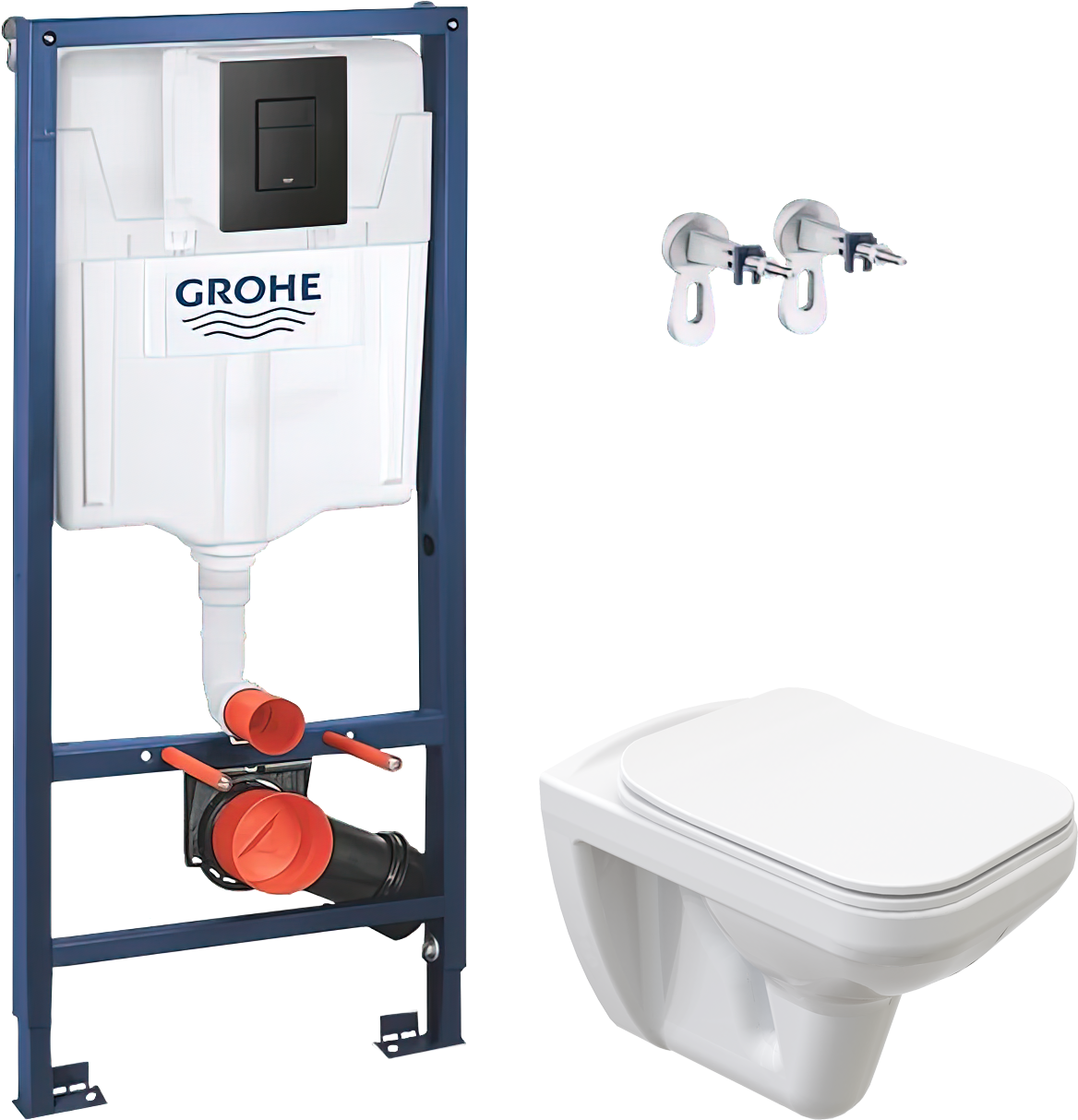 Комплект 2 в 1 Унитаз подвесной STWORKI Дублин SETK3504-0605-001-1-6000 + Инсталляция с кнопкой Grohe Solido 38811KF0 цвет черный