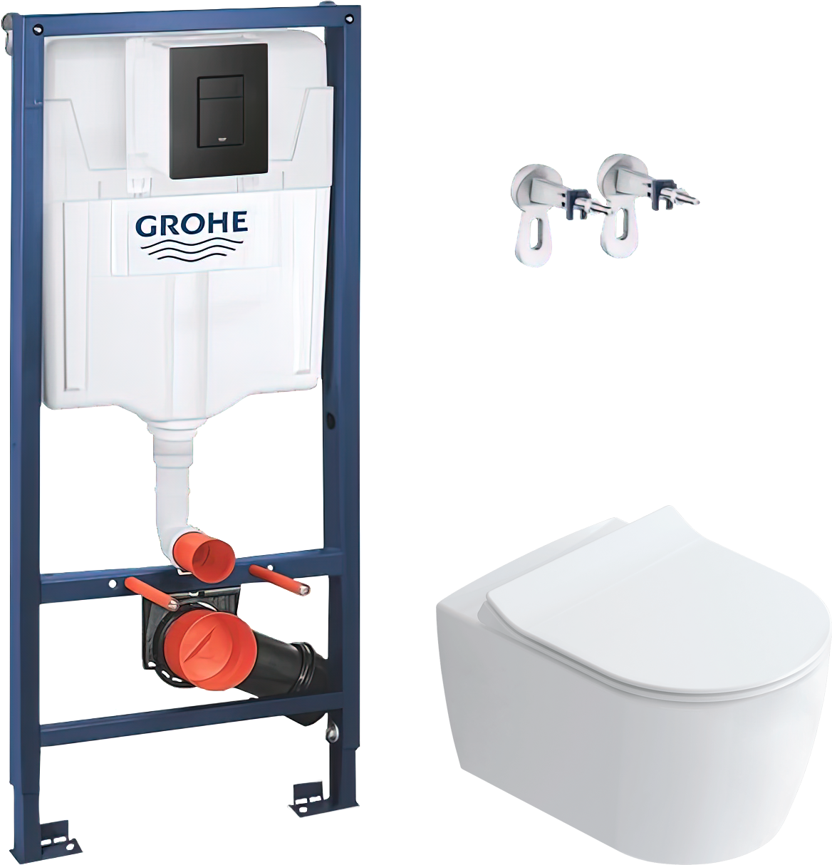 Комплект 2 в 1 Унитаз подвесной STWORKI Ноттвиль SETK3104-2616 белый + Инсталляция с кнопкой Grohe Solido 38811KF0