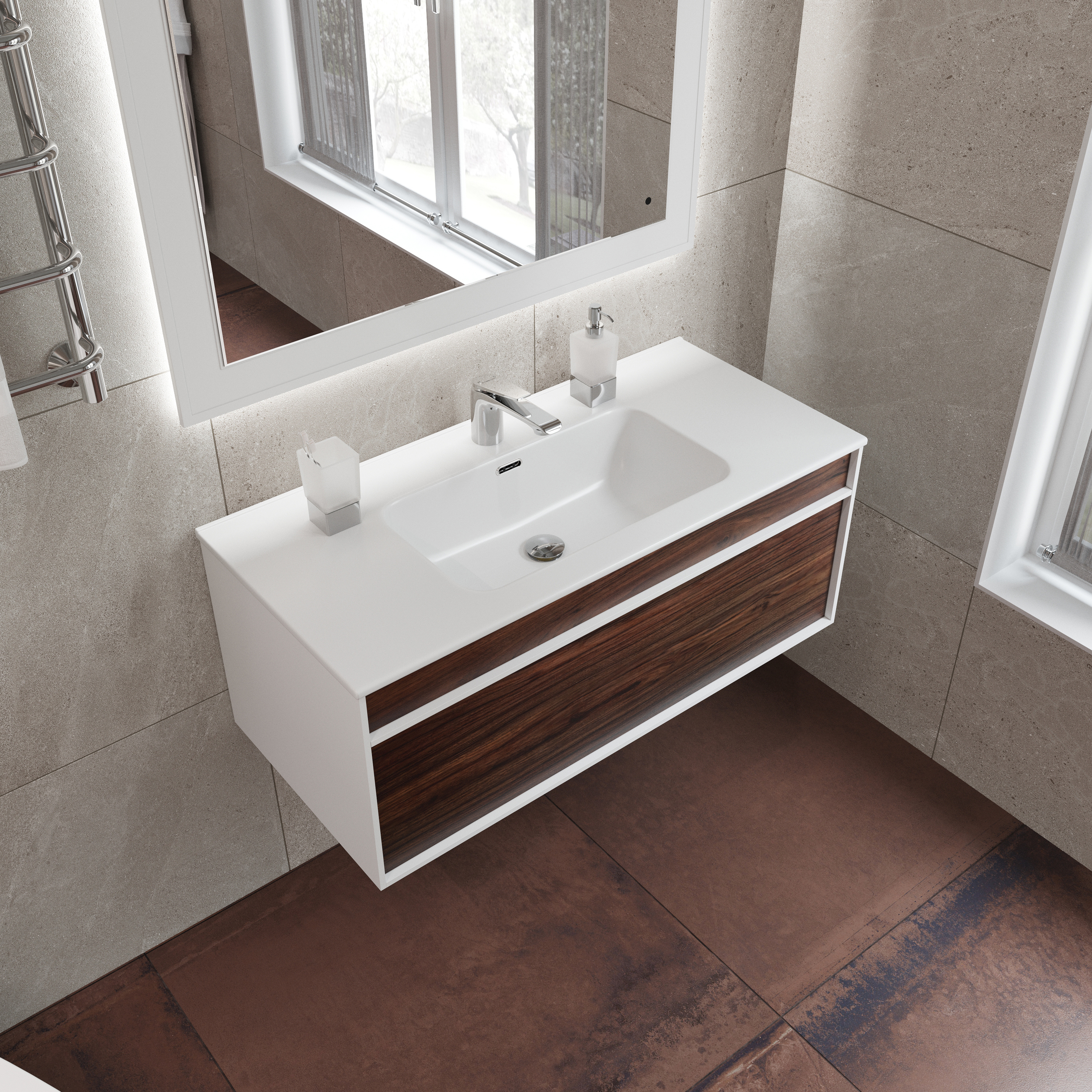 Мебельная раковина STWORKI Вестервик 102 накладная, белая, прямоугольная, фаянс