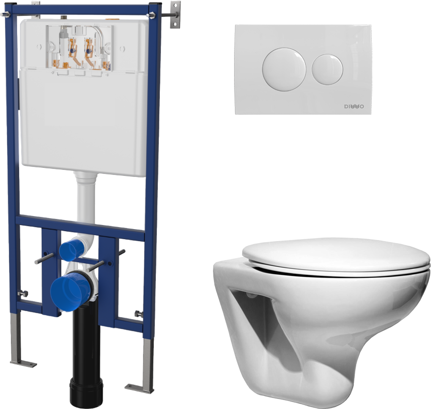 Комплект Унитаз подвесной Roca Mateo + Крышка DIWO Матео 0346 с микролифтом + Инсталляция + Кнопка 7310 белая