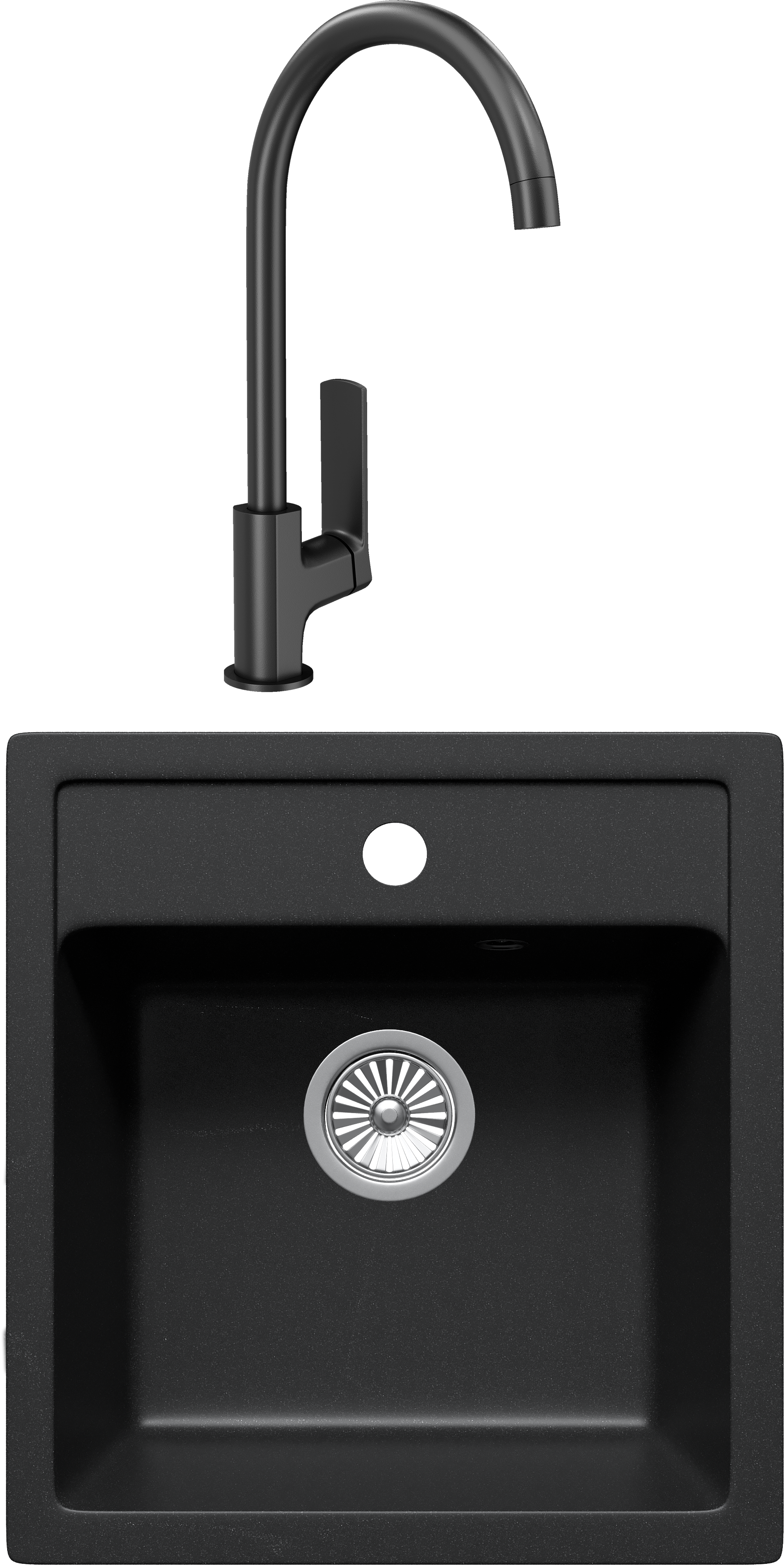 Комплект Мойка кухонная Domaci Римини DG 50-46-405 черная + Смеситель STWORKI HWX5015-P01BK