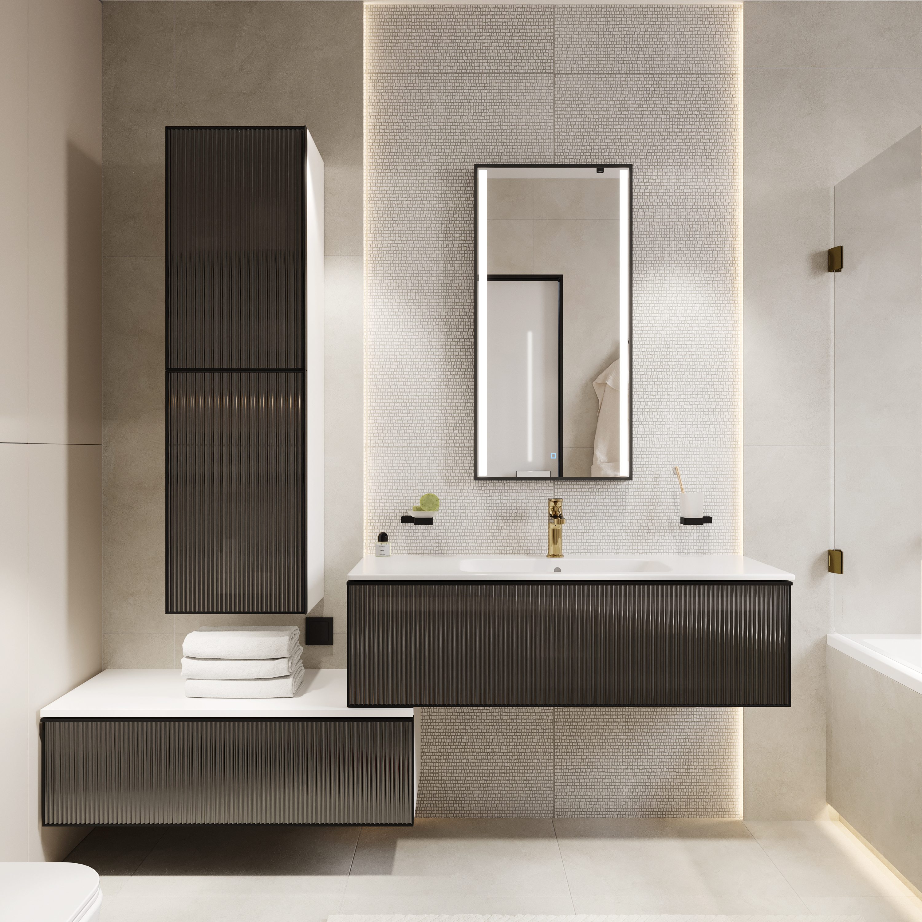 Мебель для ванной комнаты STWORKI Левангер 120, белая матовая, 2 тумбы