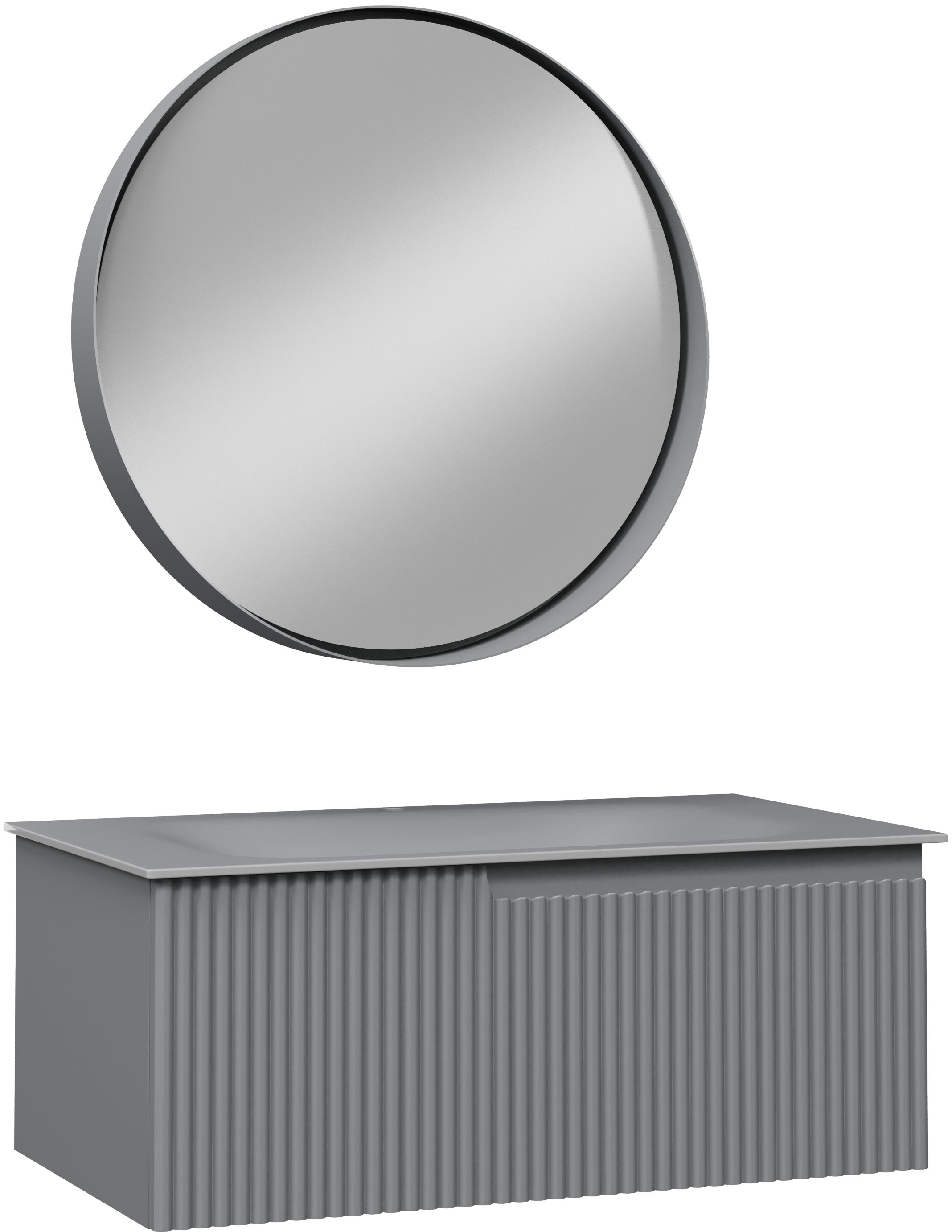 Мебель для ванной комнаты STWORKI Вестфолл 90 серая матовая, зеркало 75