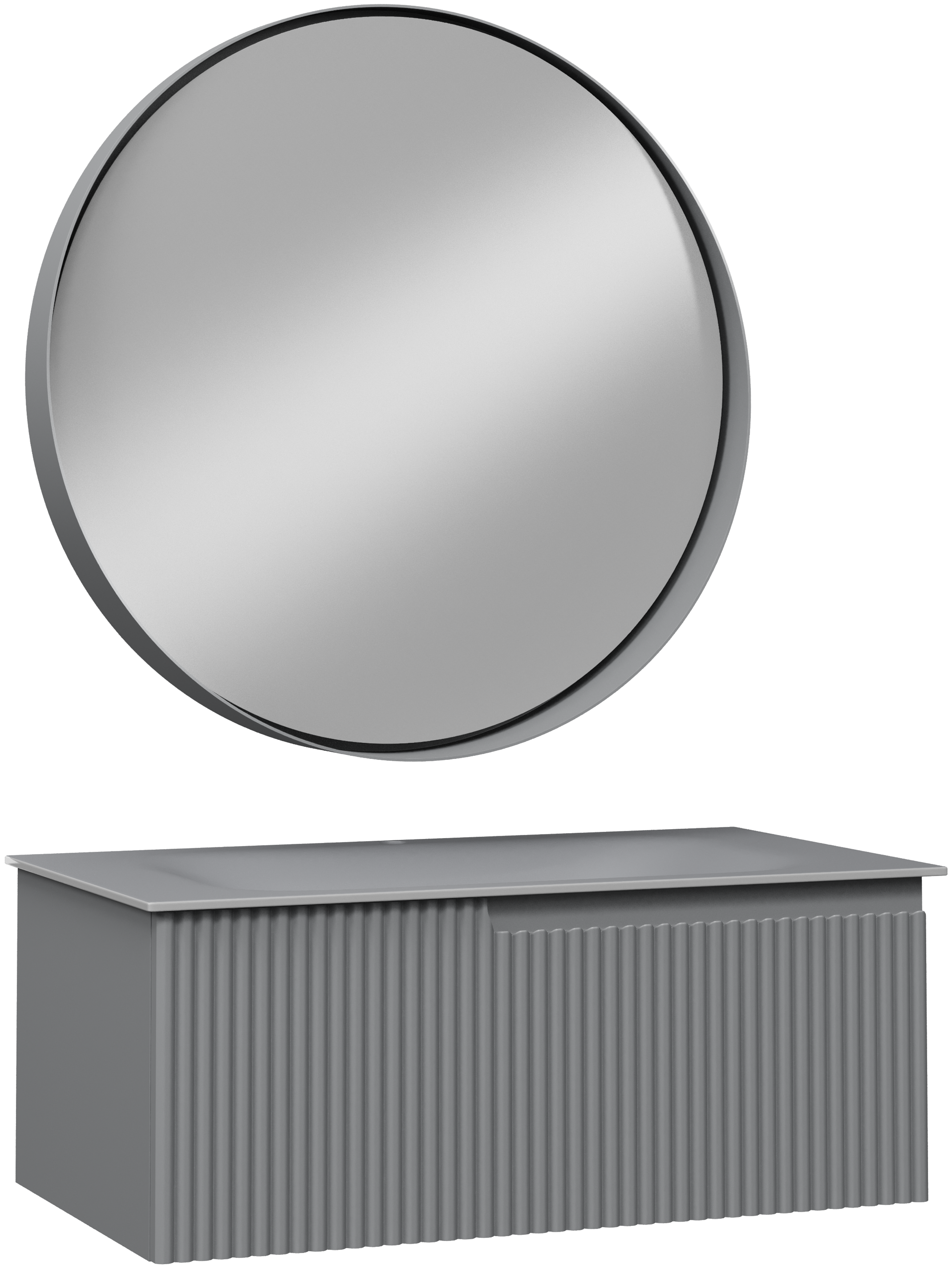 Мебель для ванной комнаты STWORKI Вестфолл 90 серая матовая, зеркало 90