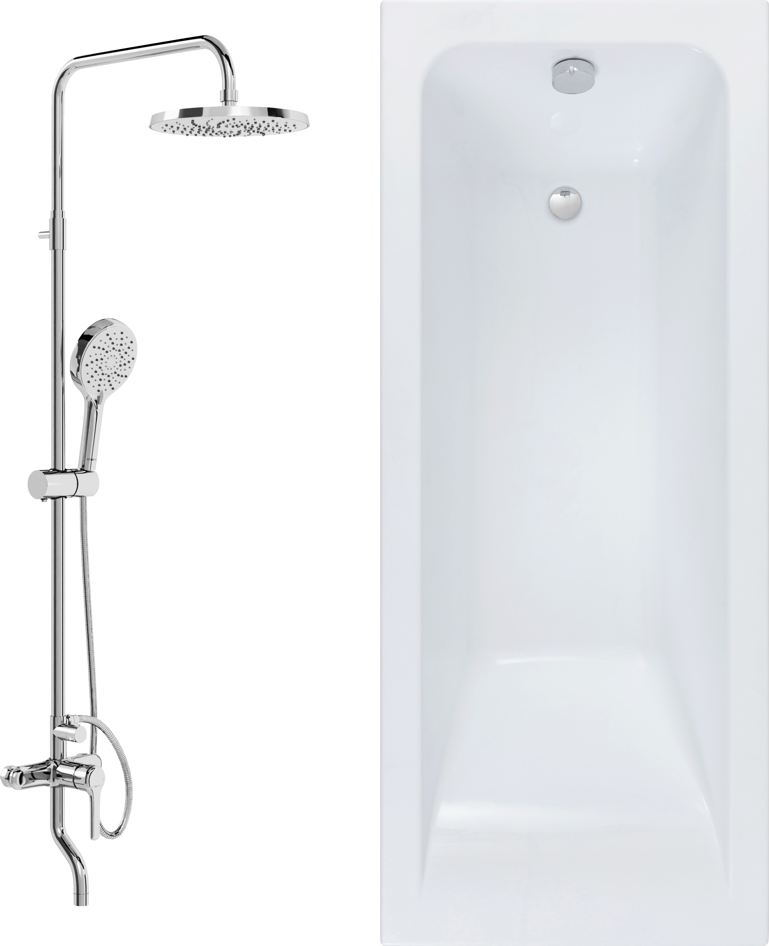 Комплект Акриловая ванна STWORKI Стокгольм 175x75 см, встраиваемая, белая, с каркасом + Стойка Осло HWB5005-P02CP