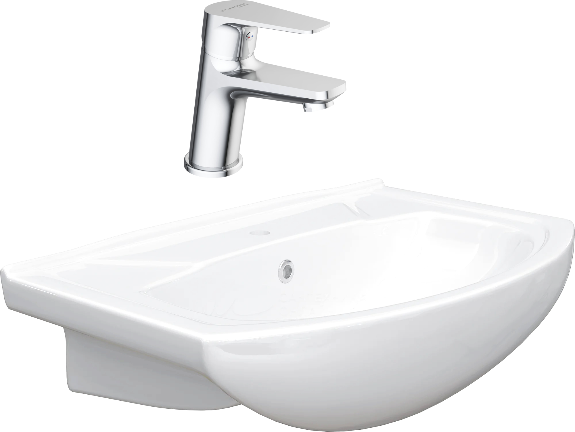 Комплект Раковина DIWO Сочи 66 см, подвесная, фаянсовая, белая + Смеситель STWORKI Дублин HFDB02100 хром