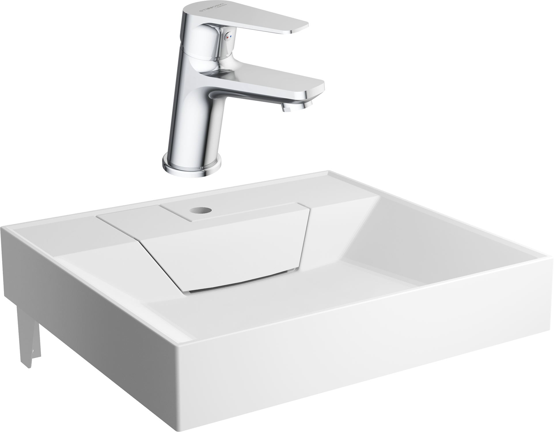 Комплект Раковина STWORKI Дублин 60x55 белая, литьевой мрамор + Смеситель HFDB02100 хром