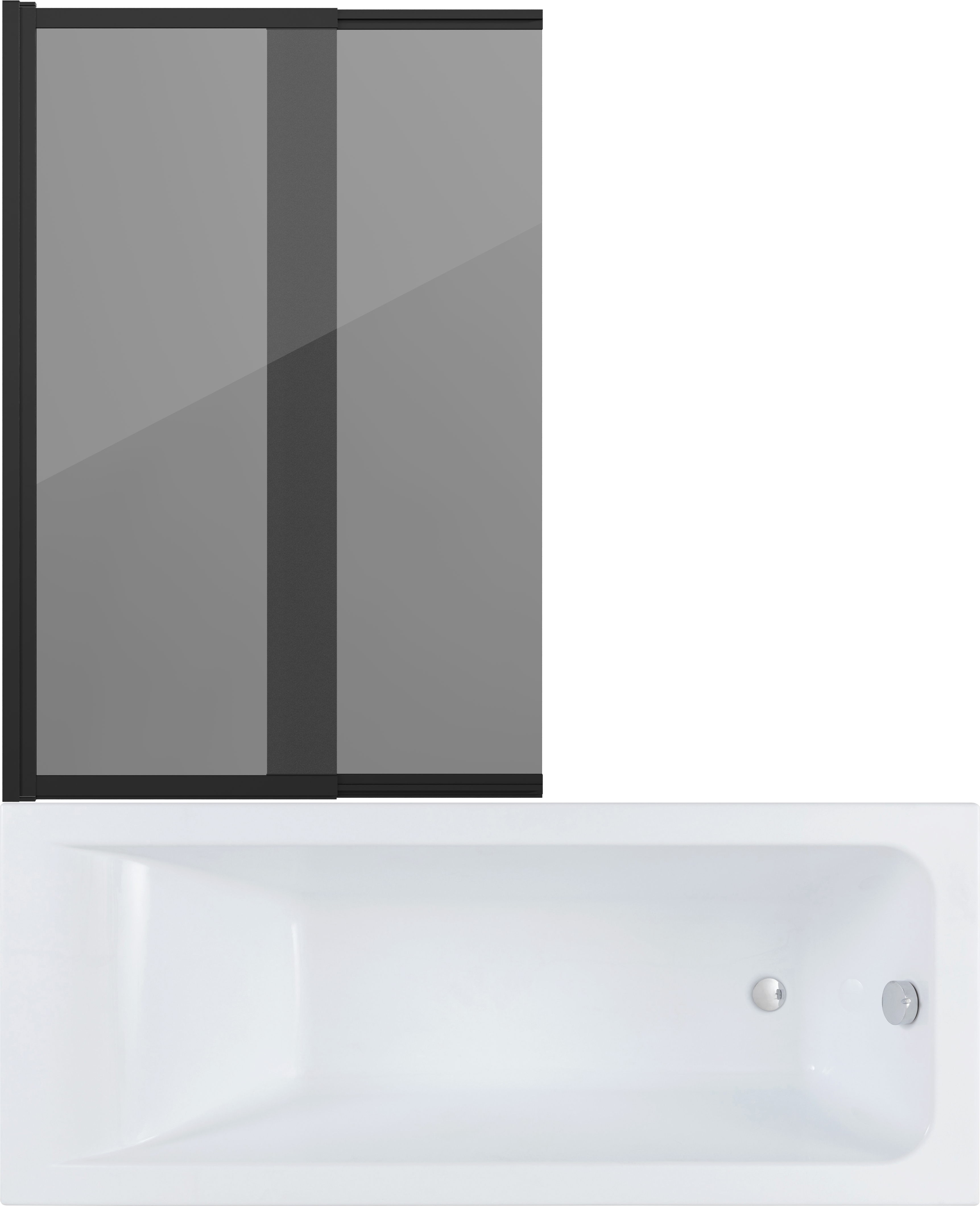 Комплект Акриловая ванна STWORKI Стокгольм 180x70 см, встраиваемая, белая, с каркасом + Шторка Нюборг 100х145 профиль черный матовый, тонированное стекло