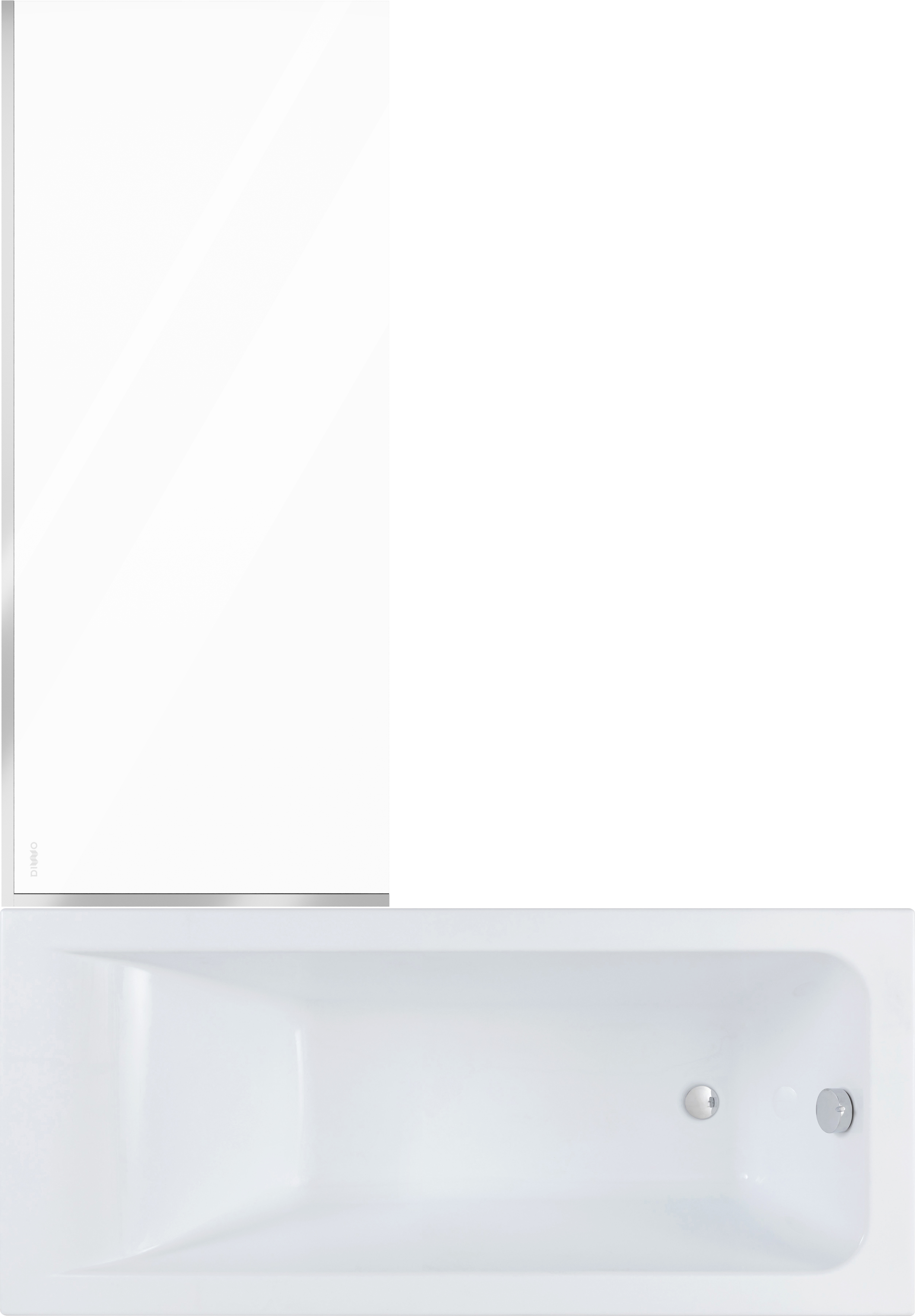 Комплект Акриловая ванна STWORKI Стокгольм 165x70 см, встраиваемая, белая, с каркасом + Шторка DIWO Анапа неподвижная, 70х140, профиль хром глянцевый, прозрачное стекло