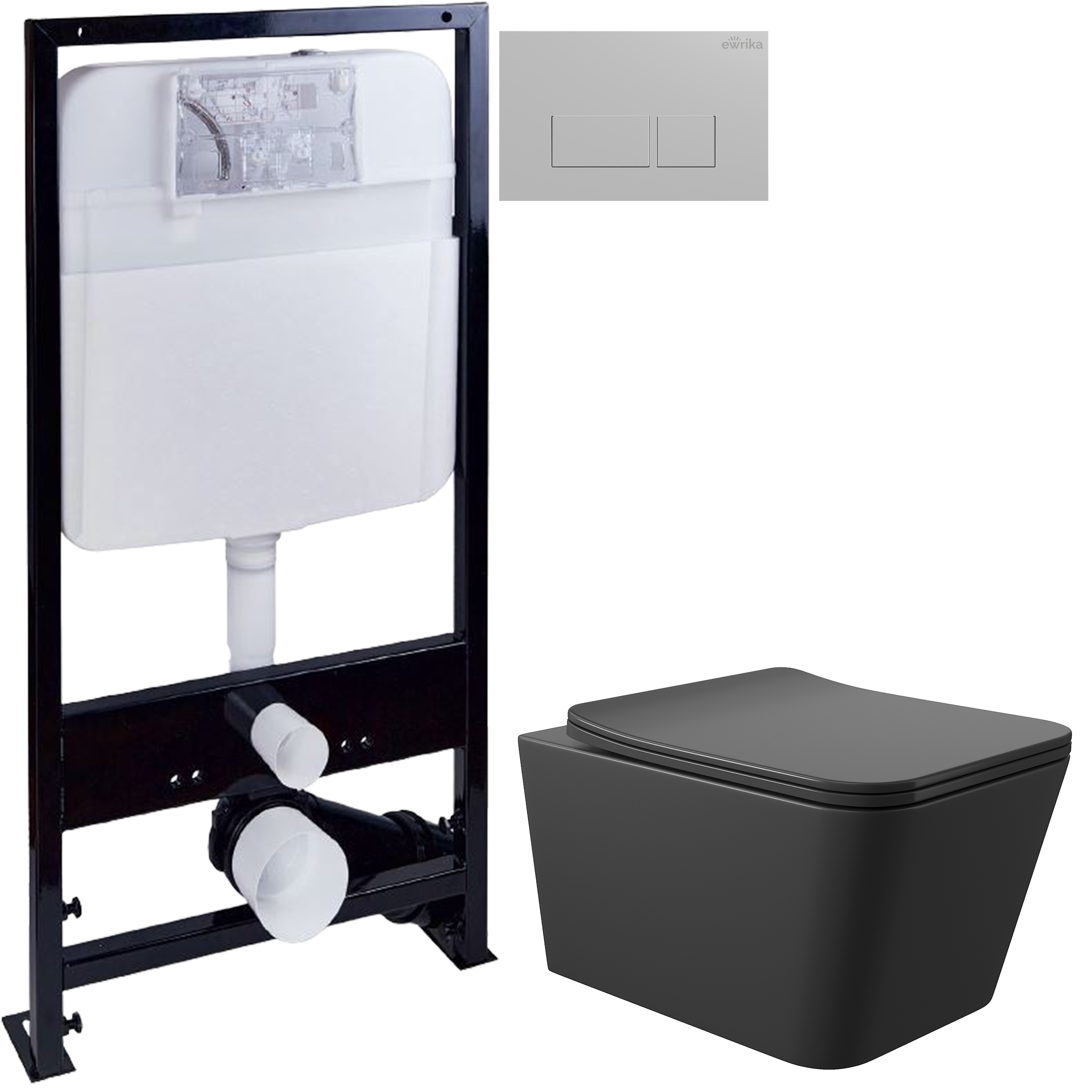 Комплект 3 в 1 Унитаз подвесной Aqueduto Macio MAC0140 + Инсталляция EWRIKA ProLT 0026-2020 + Кнопка 0040 цвет матовый хром