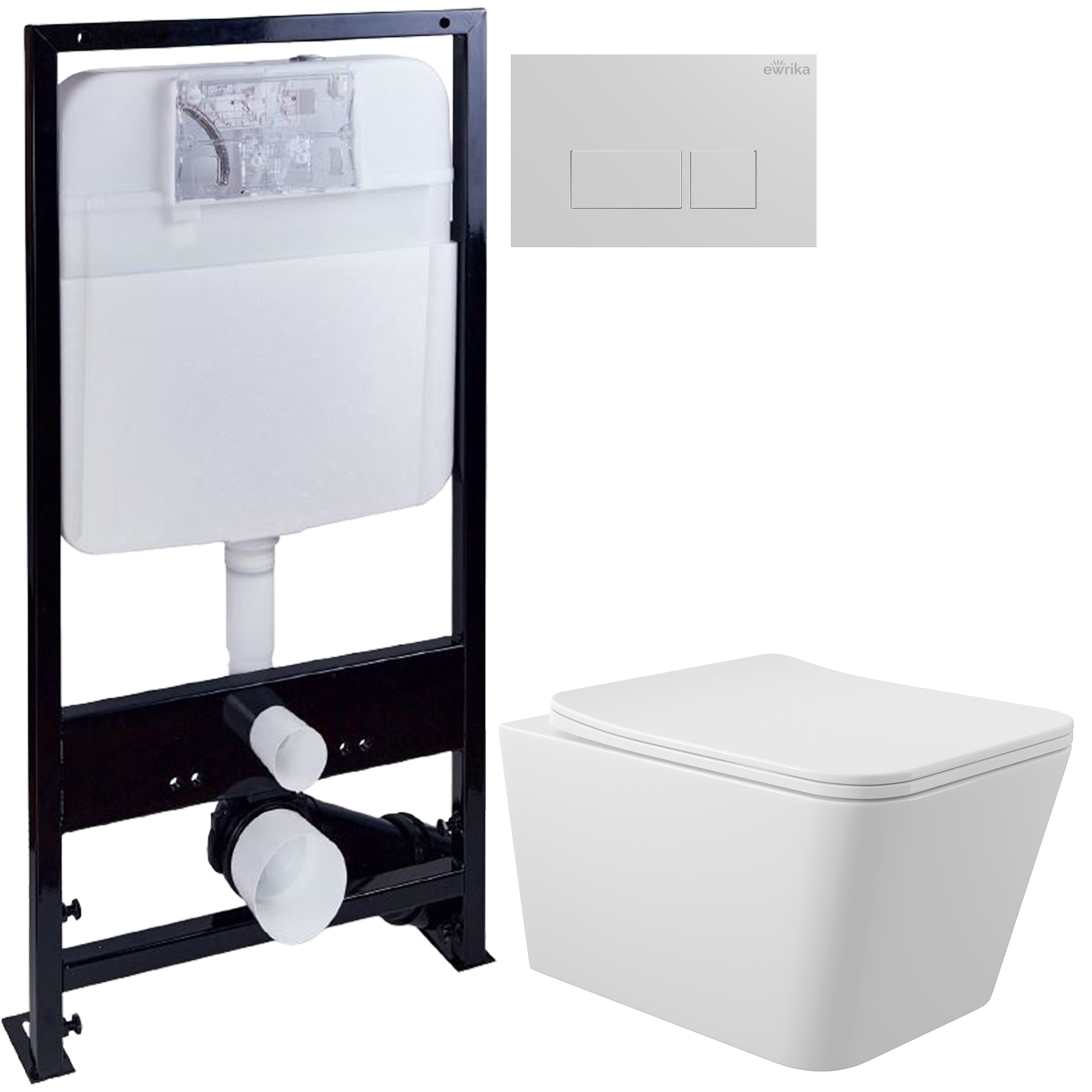 Комплект 3 в 1 Унитаз подвесной Aqueduto Macio MAC0110 + Инсталляция EWRIKA ProLT 0026-2020 + Кнопка 0042 цвет белый