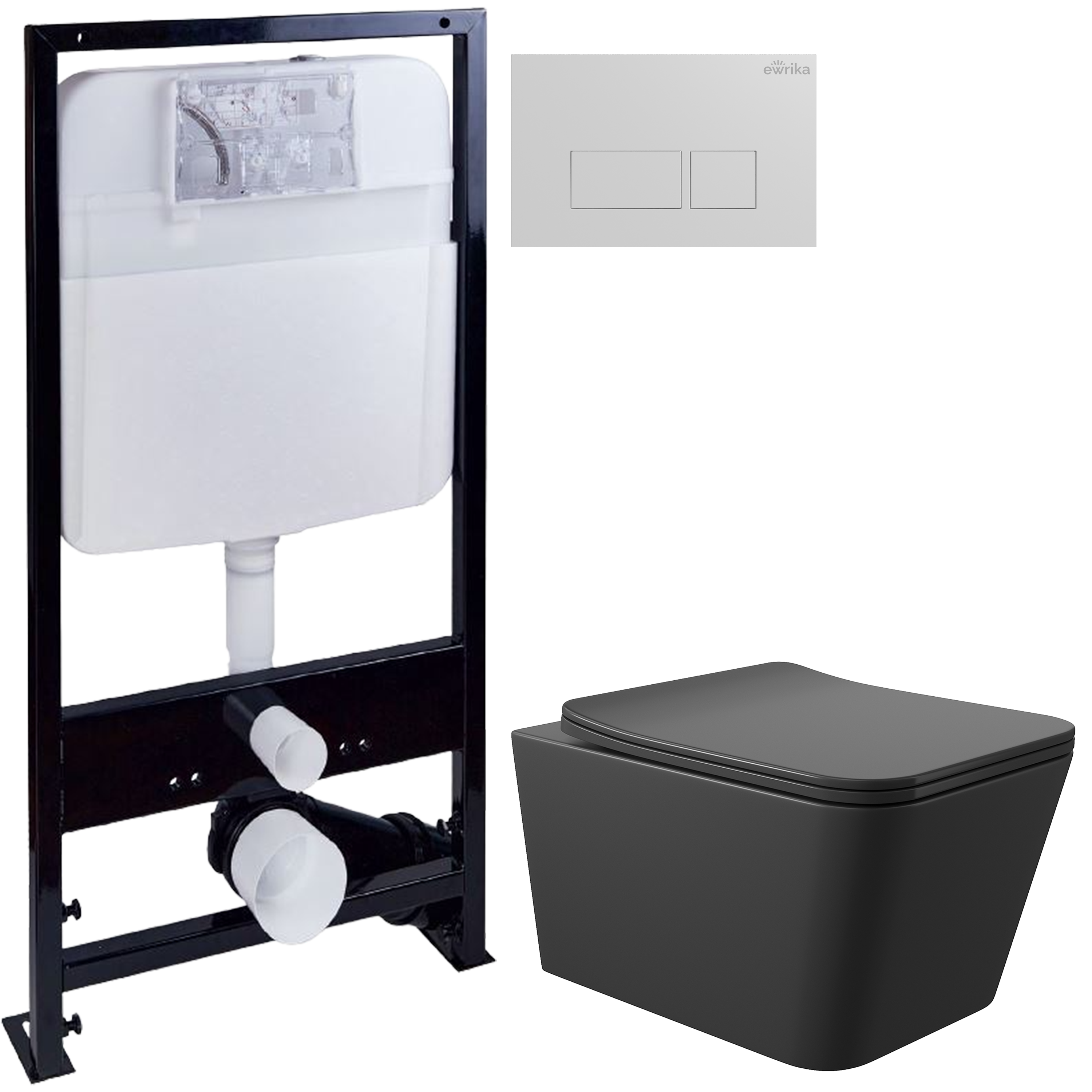 Комплект 3 в 1 Унитаз подвесной Aqueduto Macio MAC0140 + Инсталляция EWRIKA ProLT 0026-2020 + Кнопка 0042 цвет белый