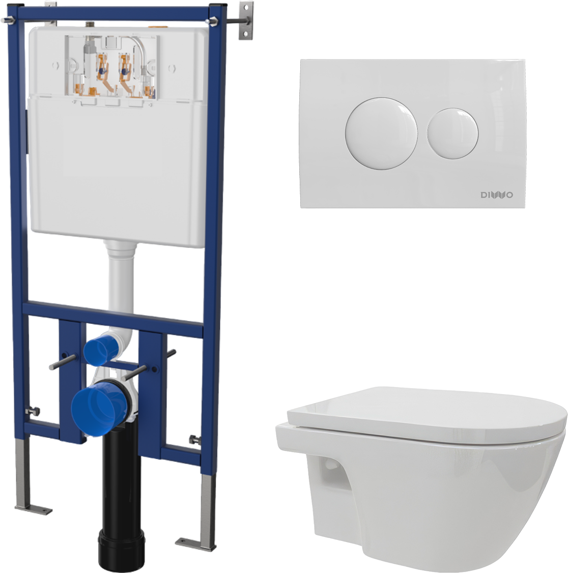 Комплект Унитаз подвесной DIWO Углич 0710 + Инсталляция 4501 + Кнопка 7310 белая