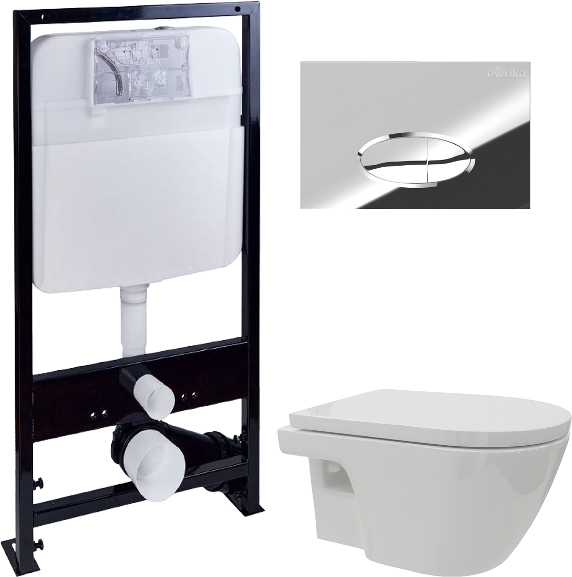 Комплект Унитаз подвесной DIWO Углич 0710 + Инсталляция EWRIKA ProLT 0026-2020 + Кнопка 0051 хром