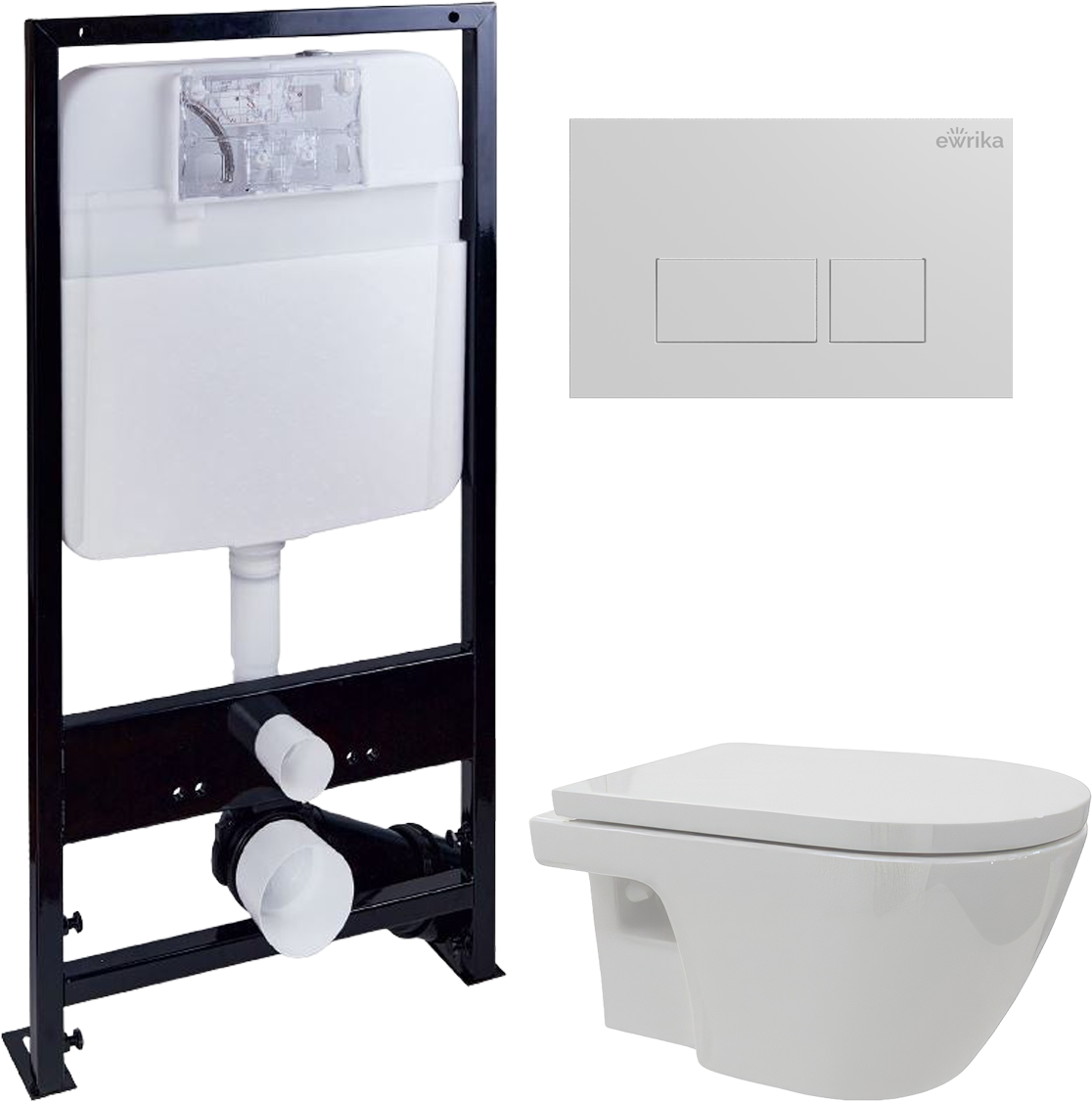 Комплект Унитаз подвесной DIWO Углич 0710 + Инсталляция EWRIKA ProLT 0026-2020 + Кнопка 0042 белая