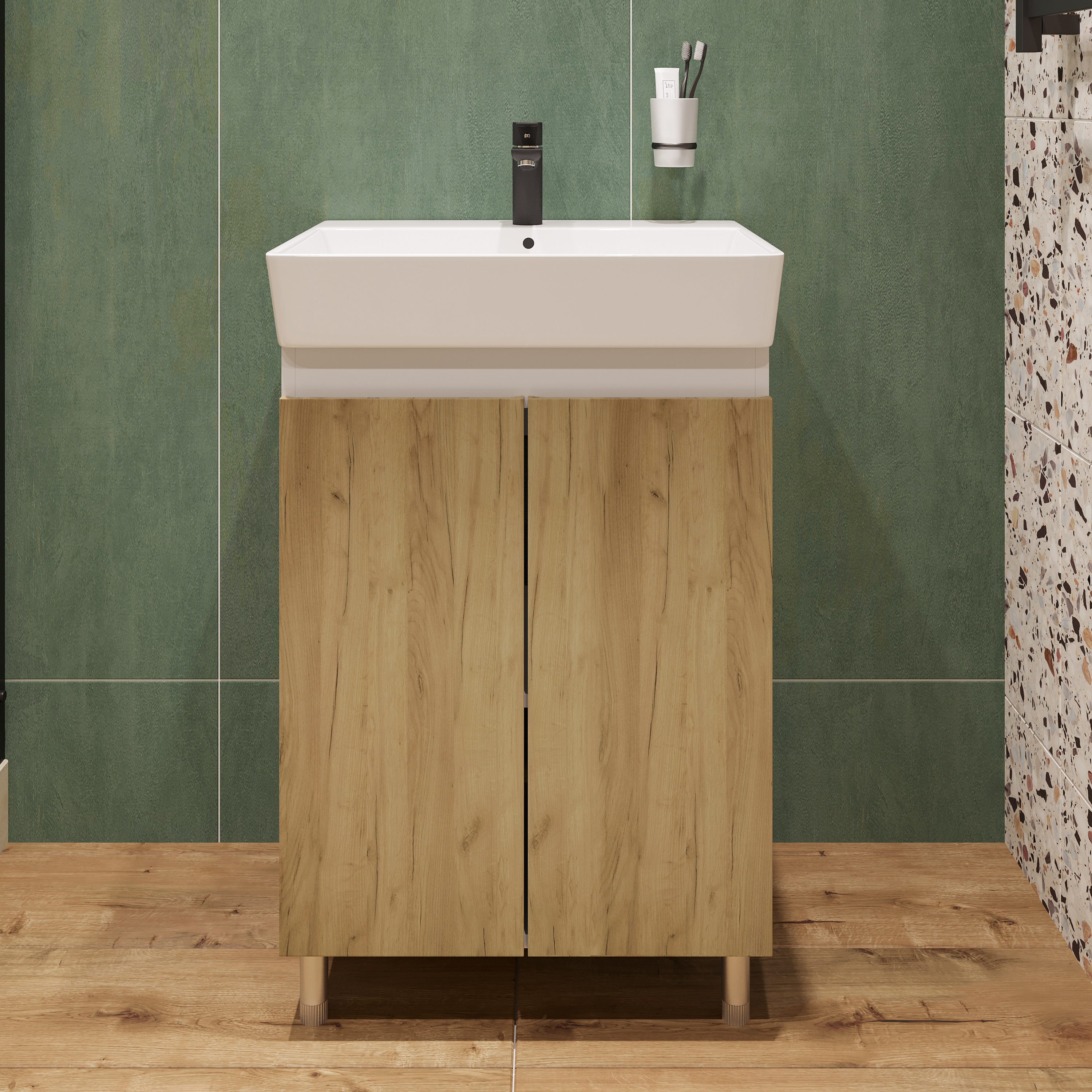 Тумба под раковину без столешницы DIWO Кострома 60 напольная, дуб крафт