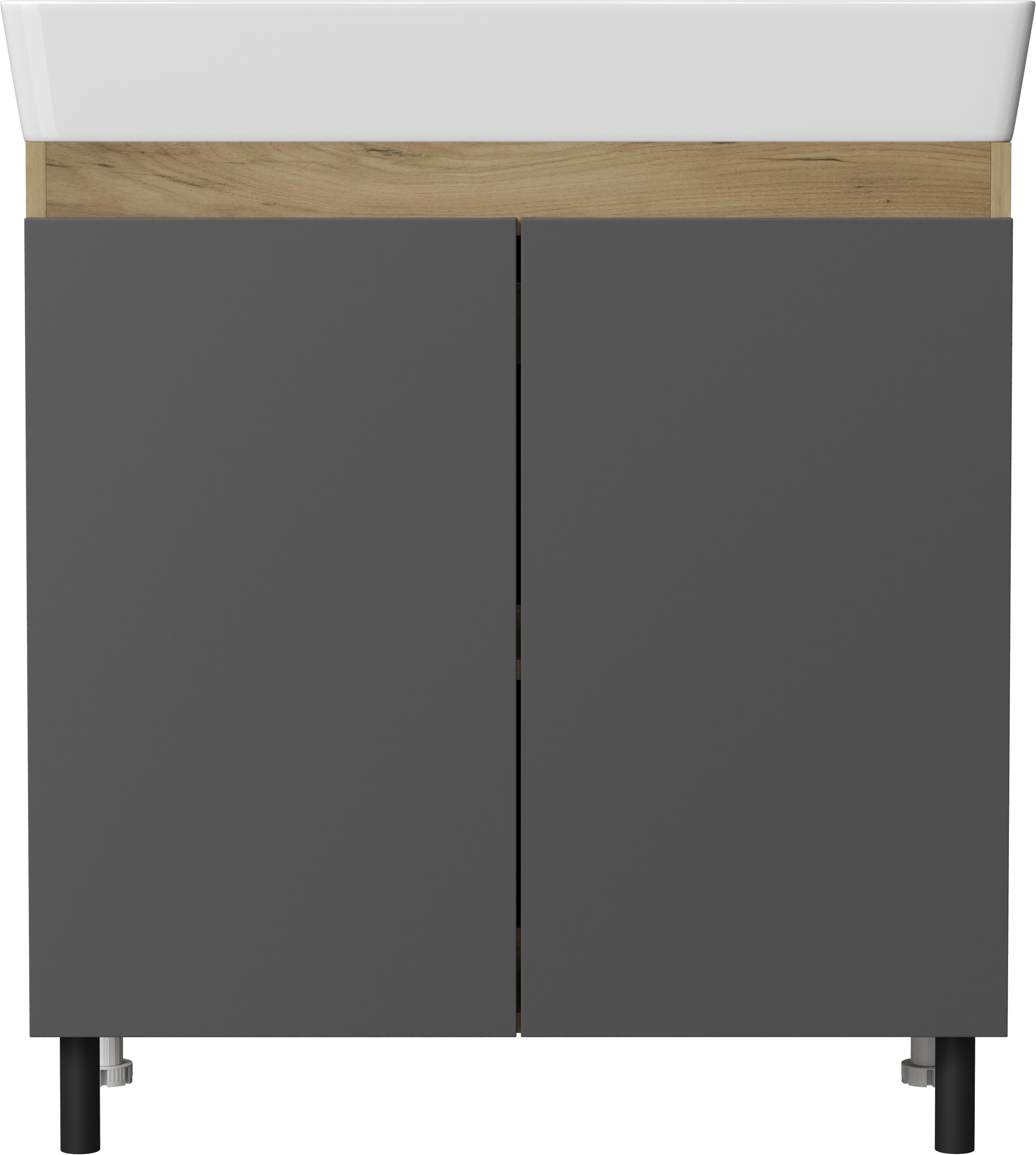 Тумба с раковиной DIWO Кострома 80 напольная, антрацит