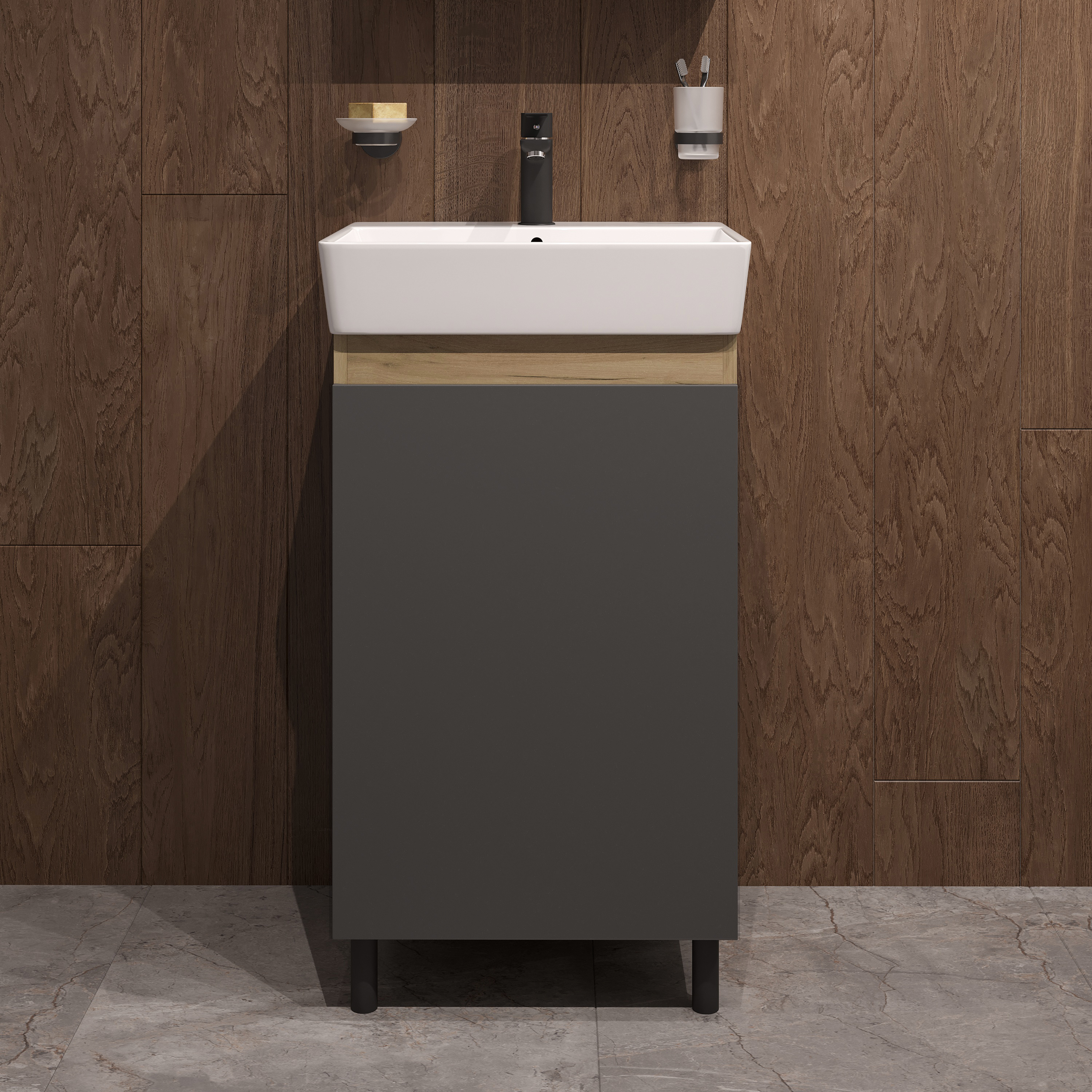 Тумба под раковину без столешницы DIWO Кострома 50 напольная, антрацит