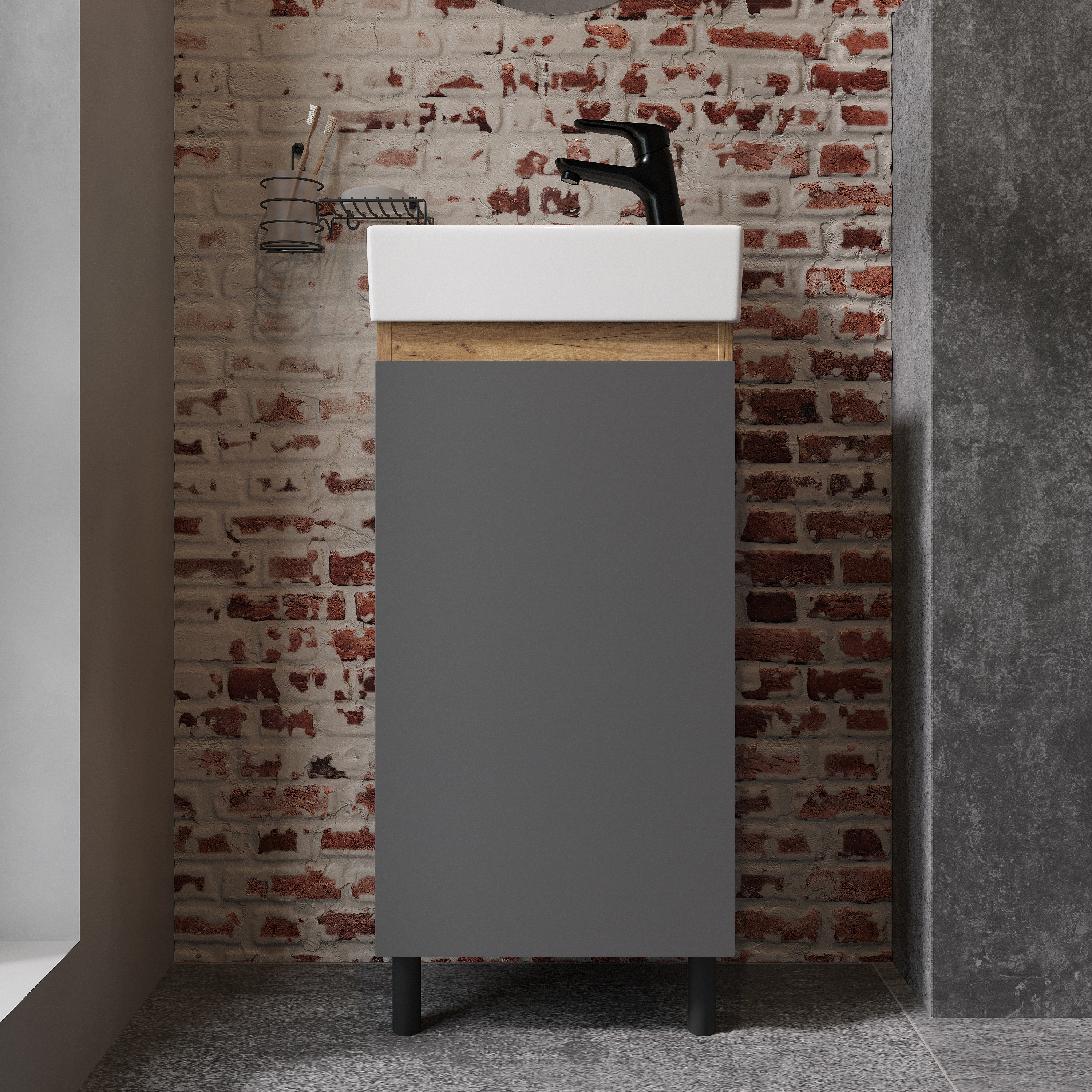 Тумба под раковину без столешницы DIWO Кострома 40 напольная, антрацит