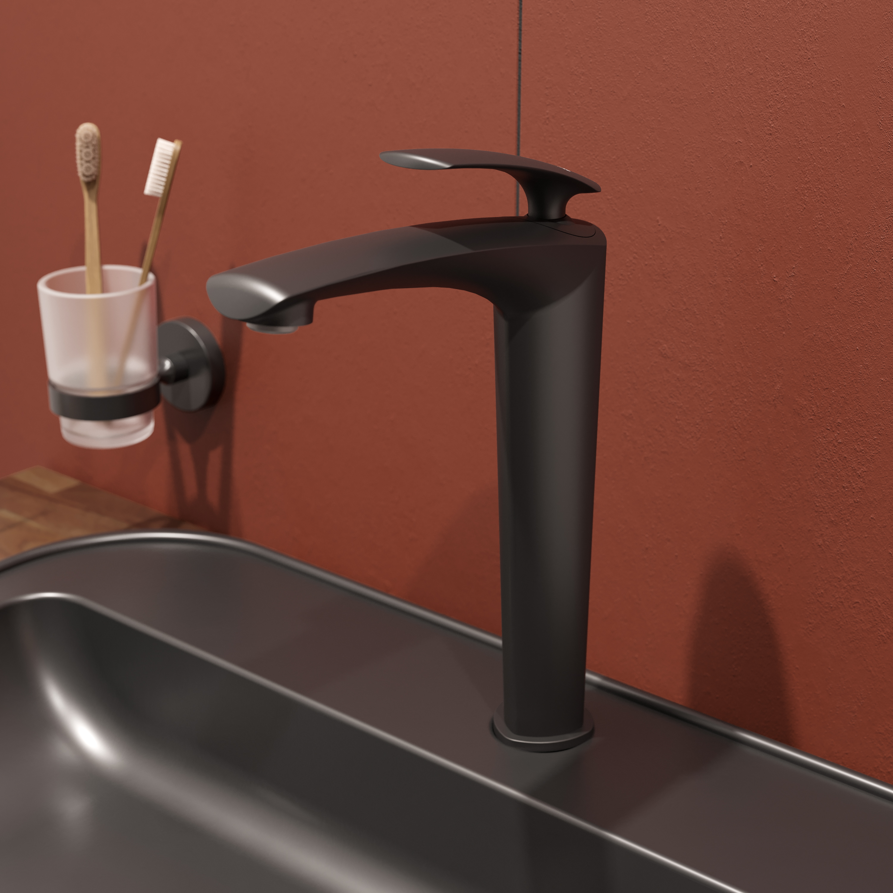 Комплект Смеситель STWORKI Гётеборг S03020BK матовый черный + Сифон SD-001BK черный матовый + Донный клапан SW-001BK черный матовый