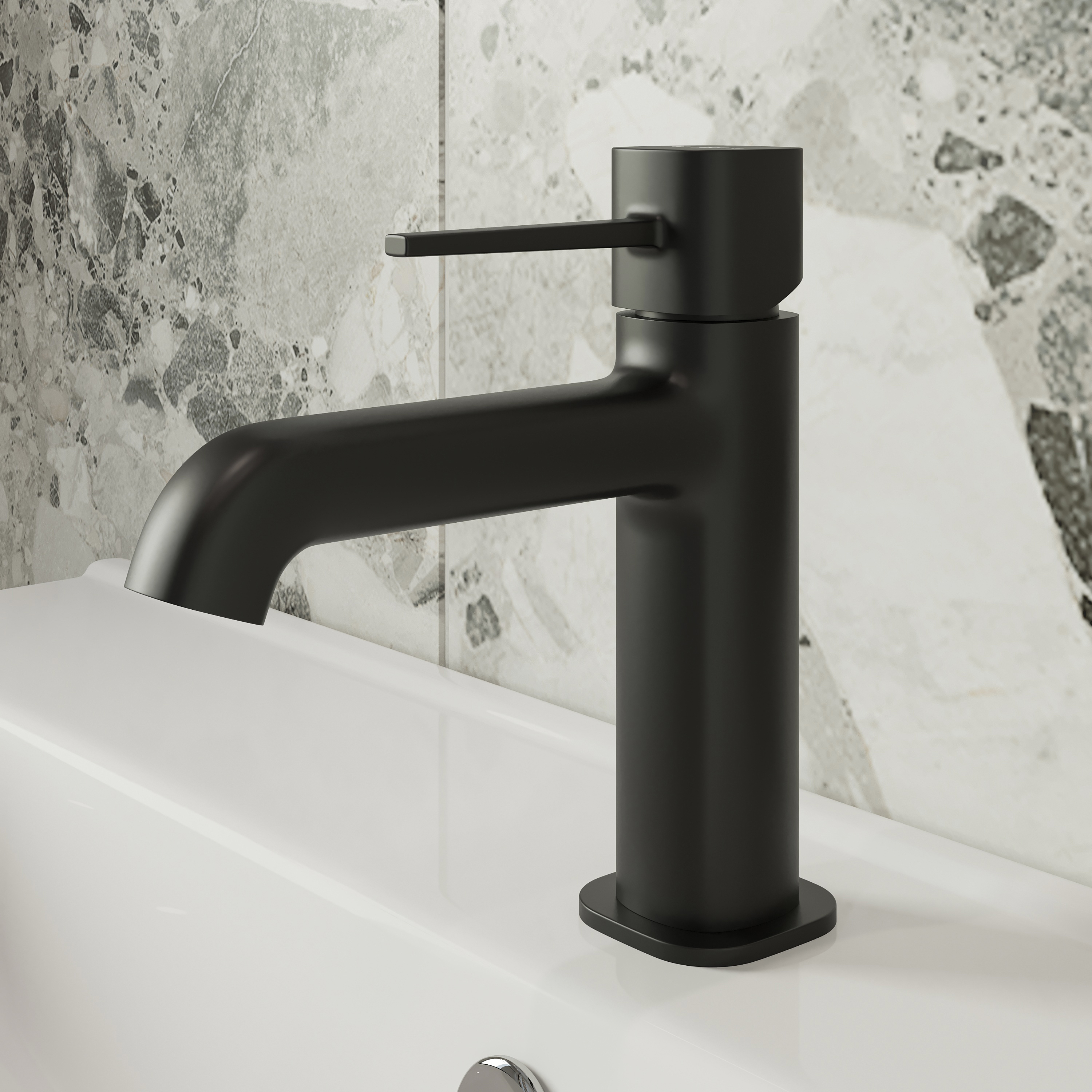 Комплект Смеситель STWORKI Эстерсунд S31010BK черный + Сифон SD-001BK черный матовый + Донный клапан SW-001BK черный матовый