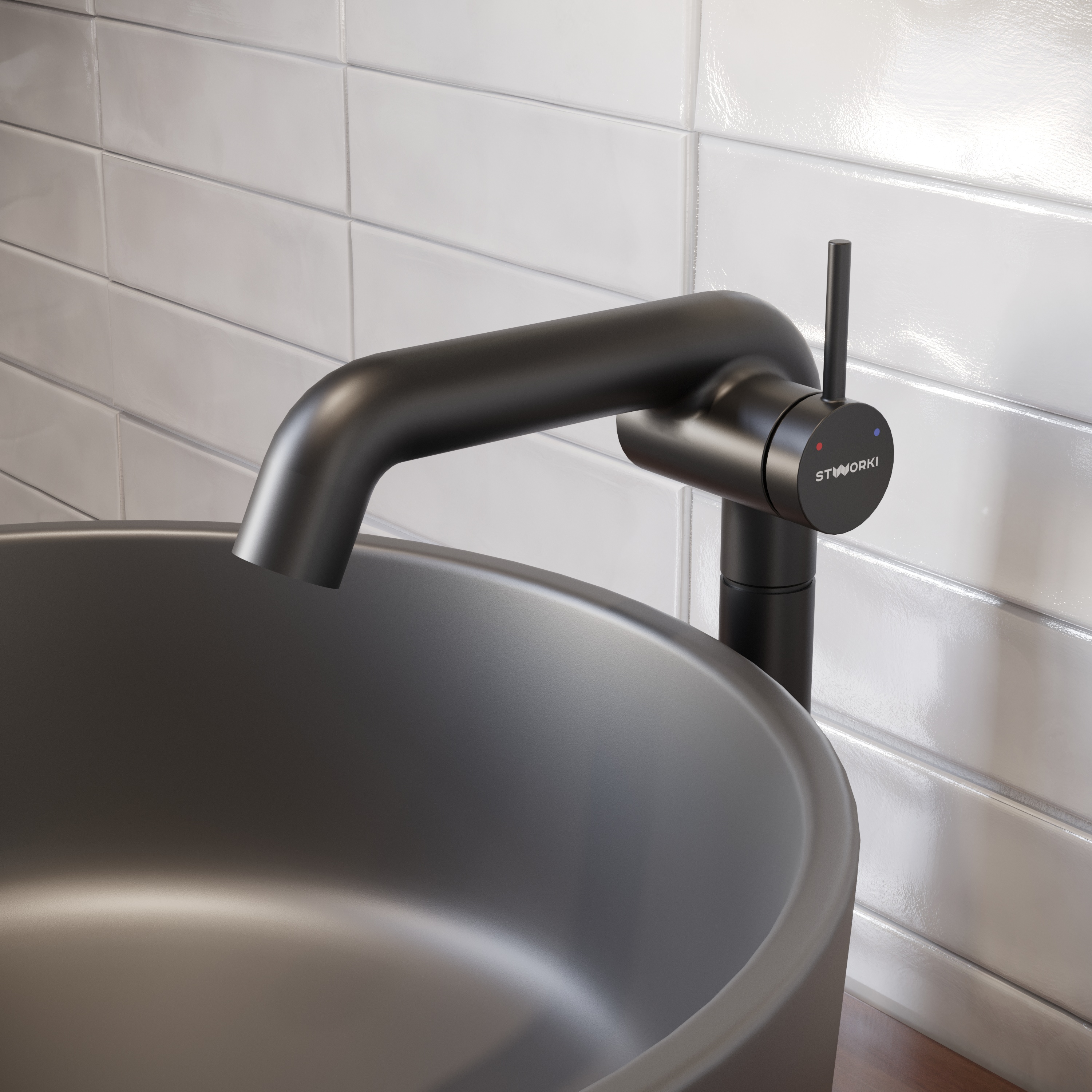 Комплект Смеситель STWORKI Лунд S25020BK матовый черный + Сифон SD-001BK черный матовый + Донный клапан SW-001BK черный матовый