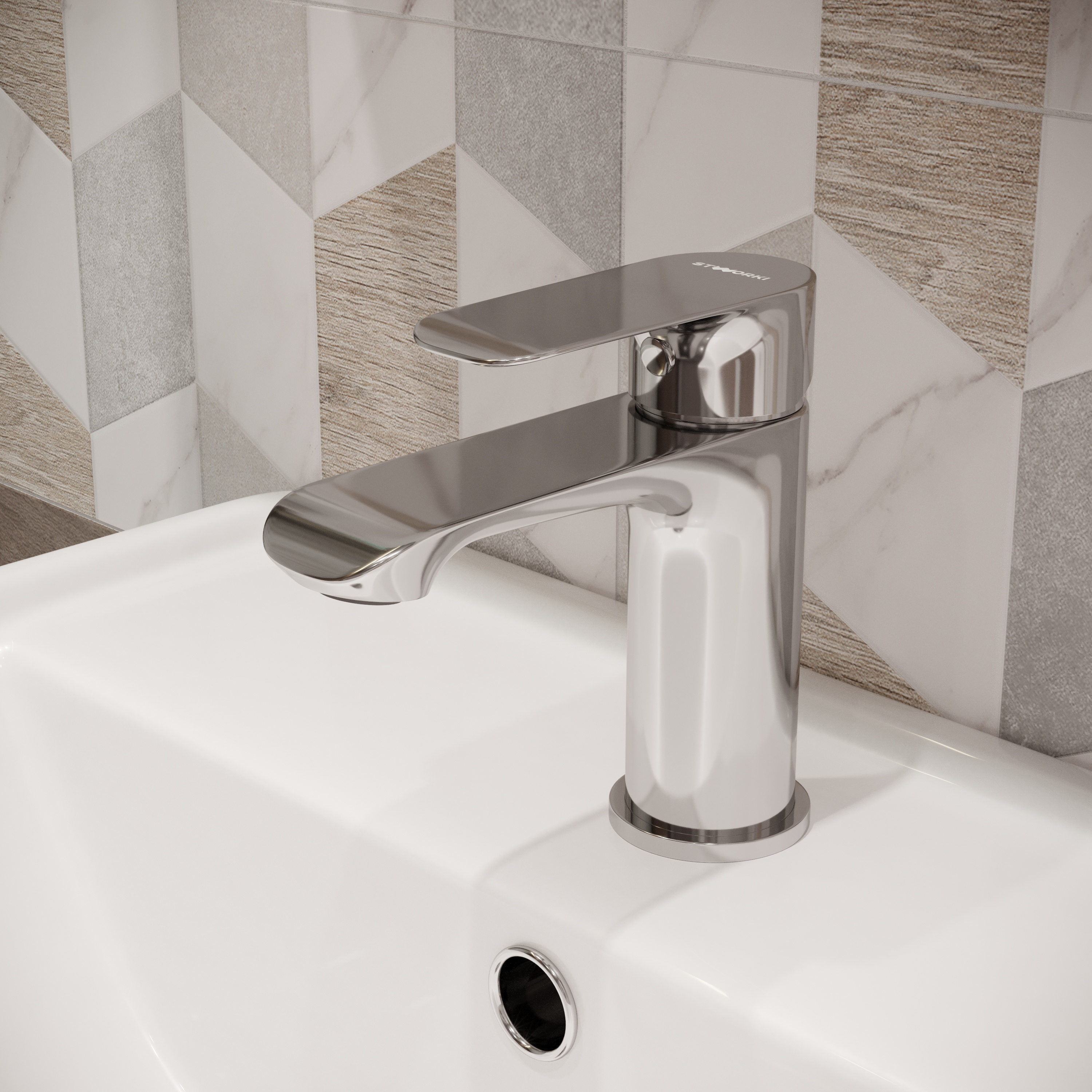 Комплект Смеситель STWORKI Копенгаген S42010CR хром + Сифон SD-001CR + Донный клапан SW-001CR